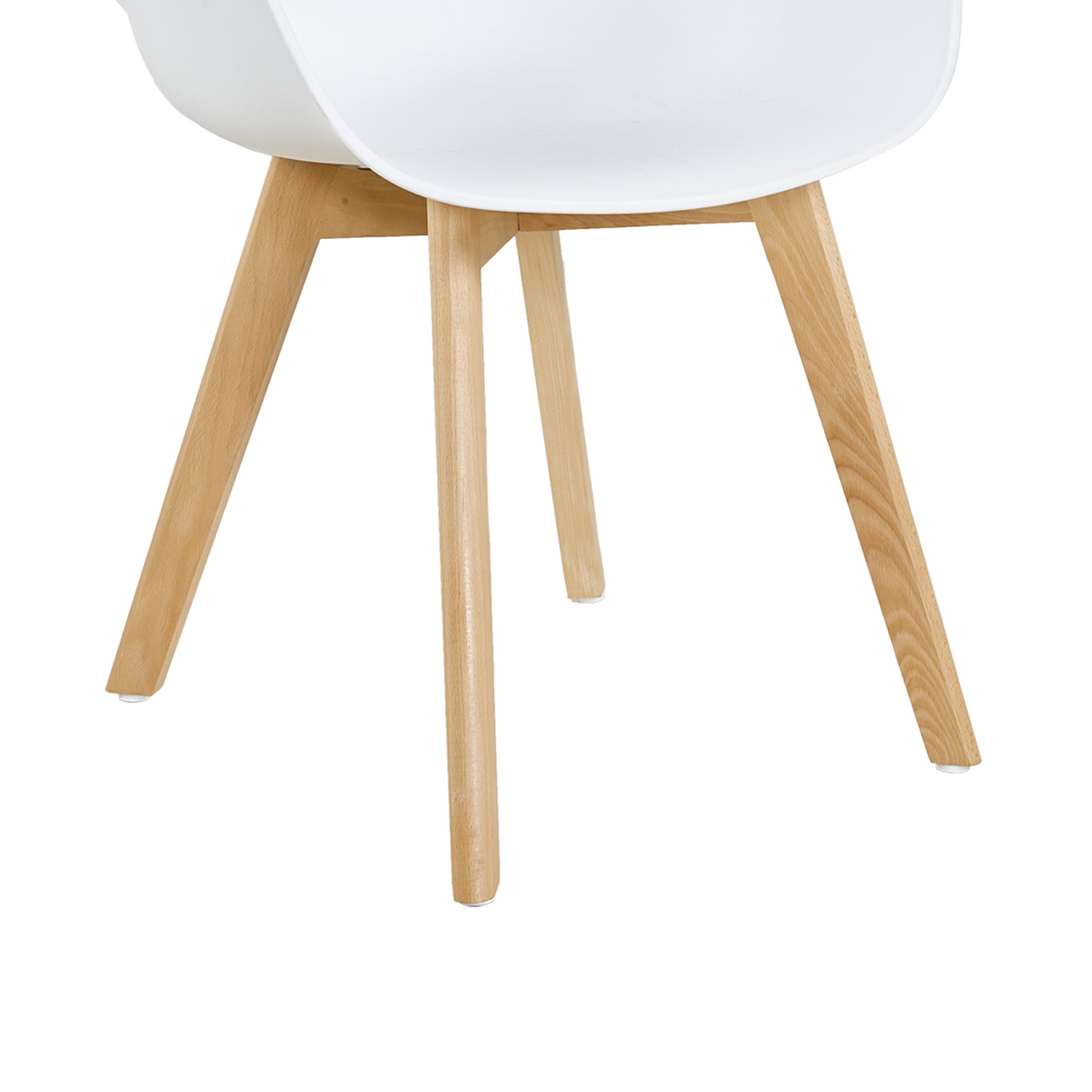 Lot de 2 Chaises Salle à Manger Fauteuils Scandinave de Cuisine avec Pieds en Bois de Hêtre Massif Blanc