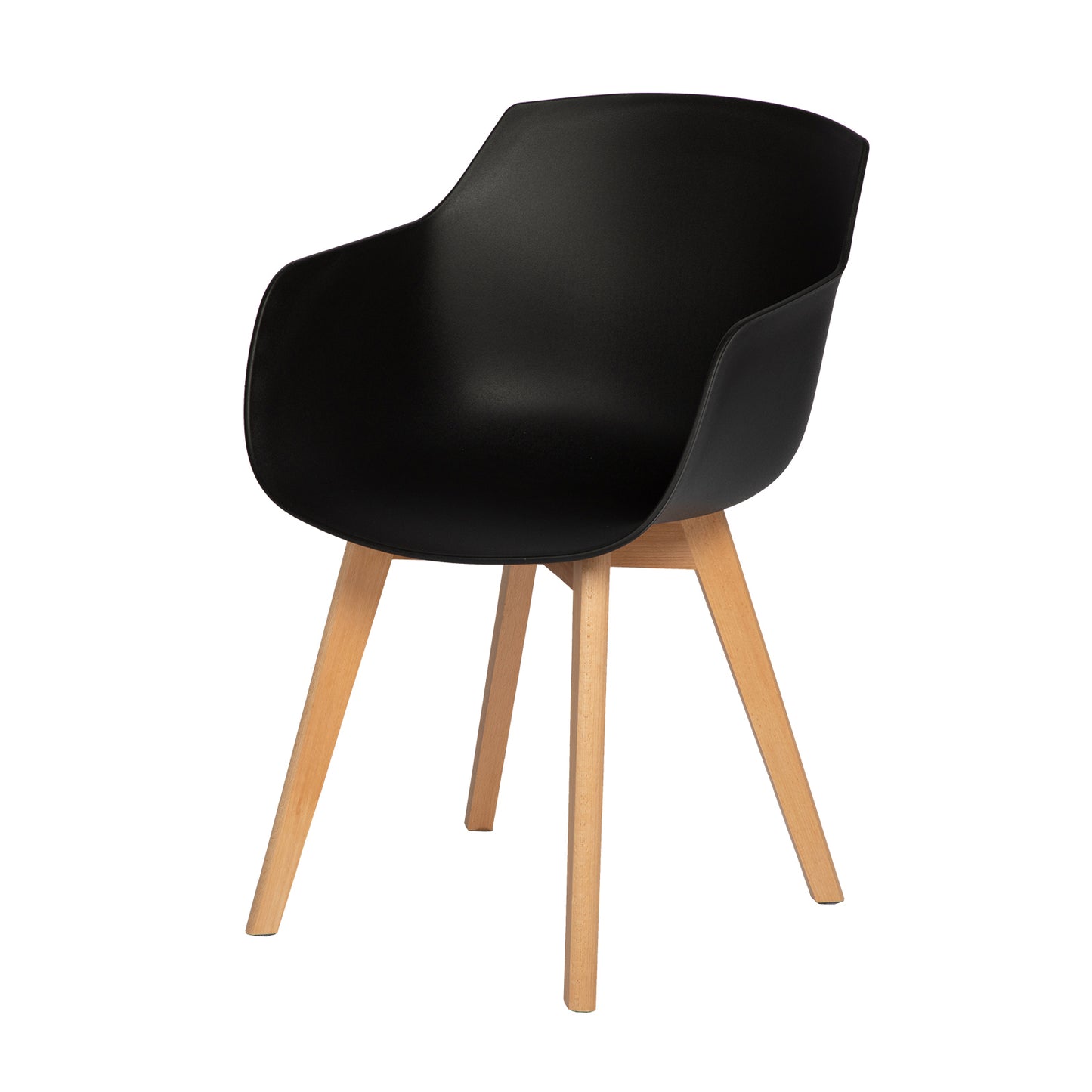 Lot de 2 Chaises Salle à Manger Fauteuils Scandinave de Cuisine avec Pieds en Bois de Hêtre Massif Noir