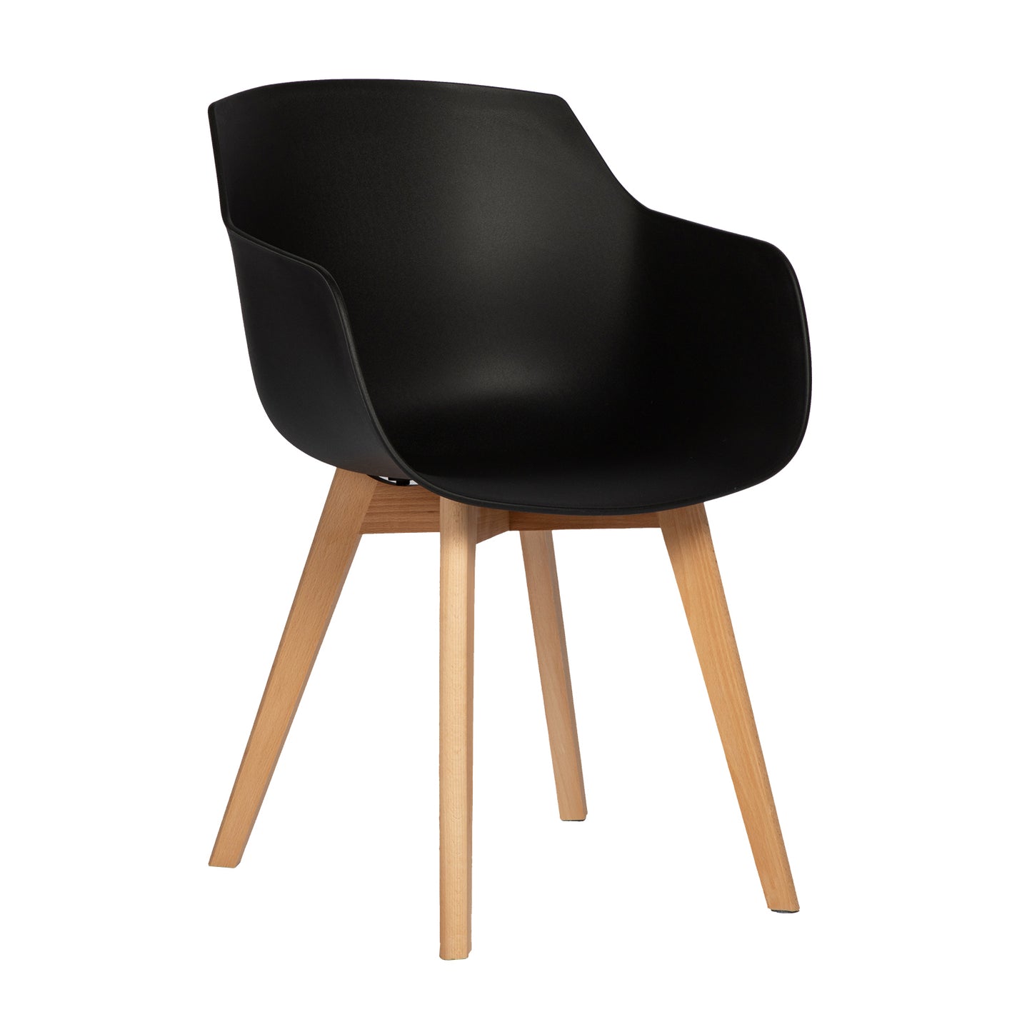 Lot de 4 Chaises Salle à Manger Fauteuils Scandinave de Cuisine avec Pieds en Bois de Hêtre Massif Noir
