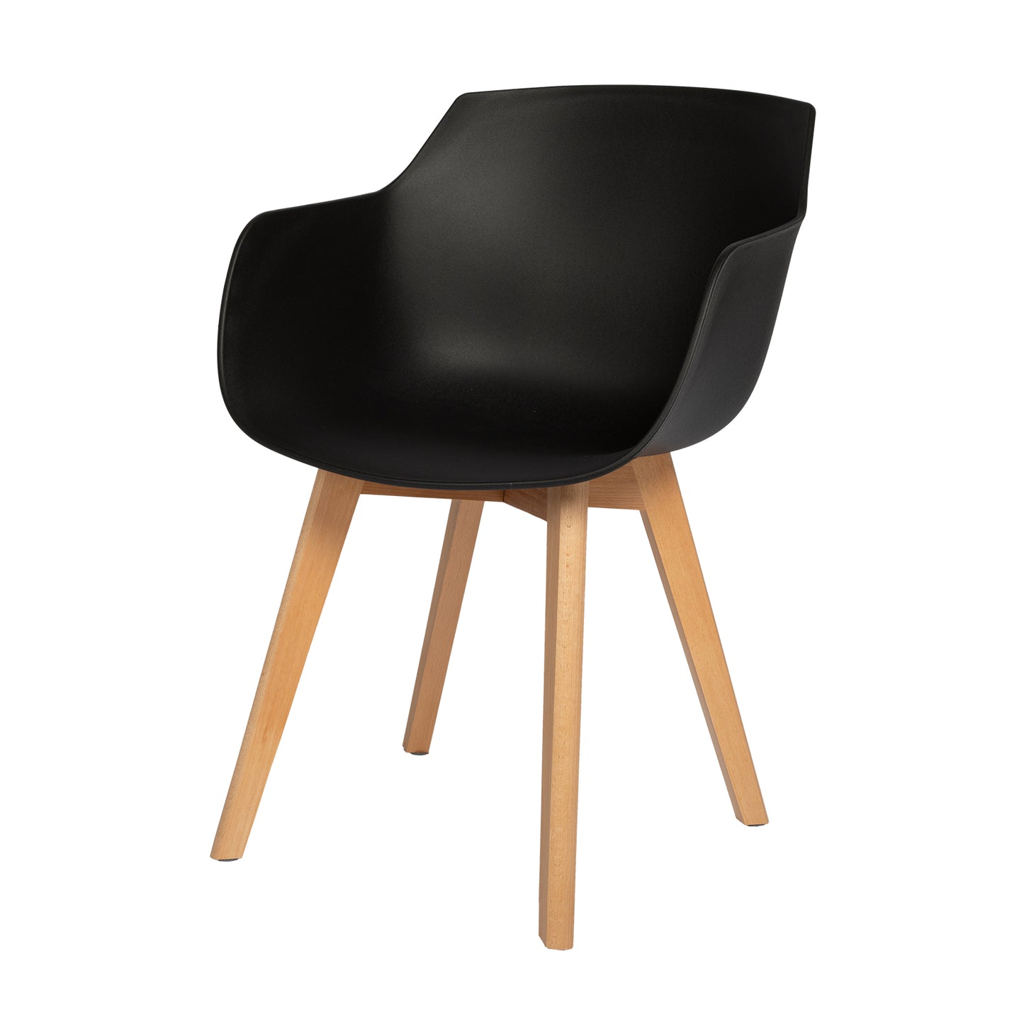 Lot de 4 Chaises Salle à Manger Fauteuils Scandinave de Cuisine avec Pieds en Bois de Hêtre Massif Noir