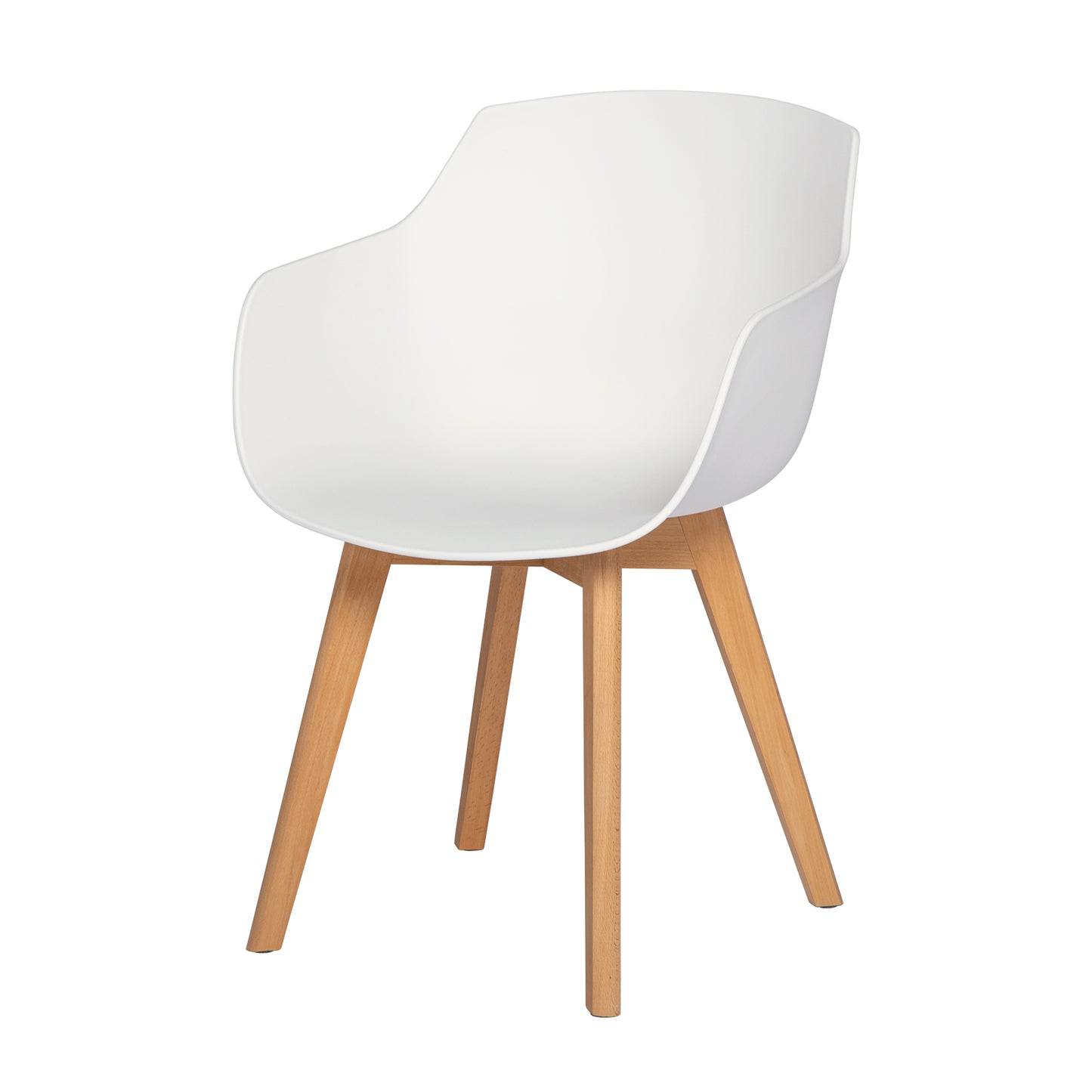 Lot de 4 Chaises Salle à Manger Fauteuils Scandinave de Cuisine avec Pieds en Bois de Hêtre Massif Blanc