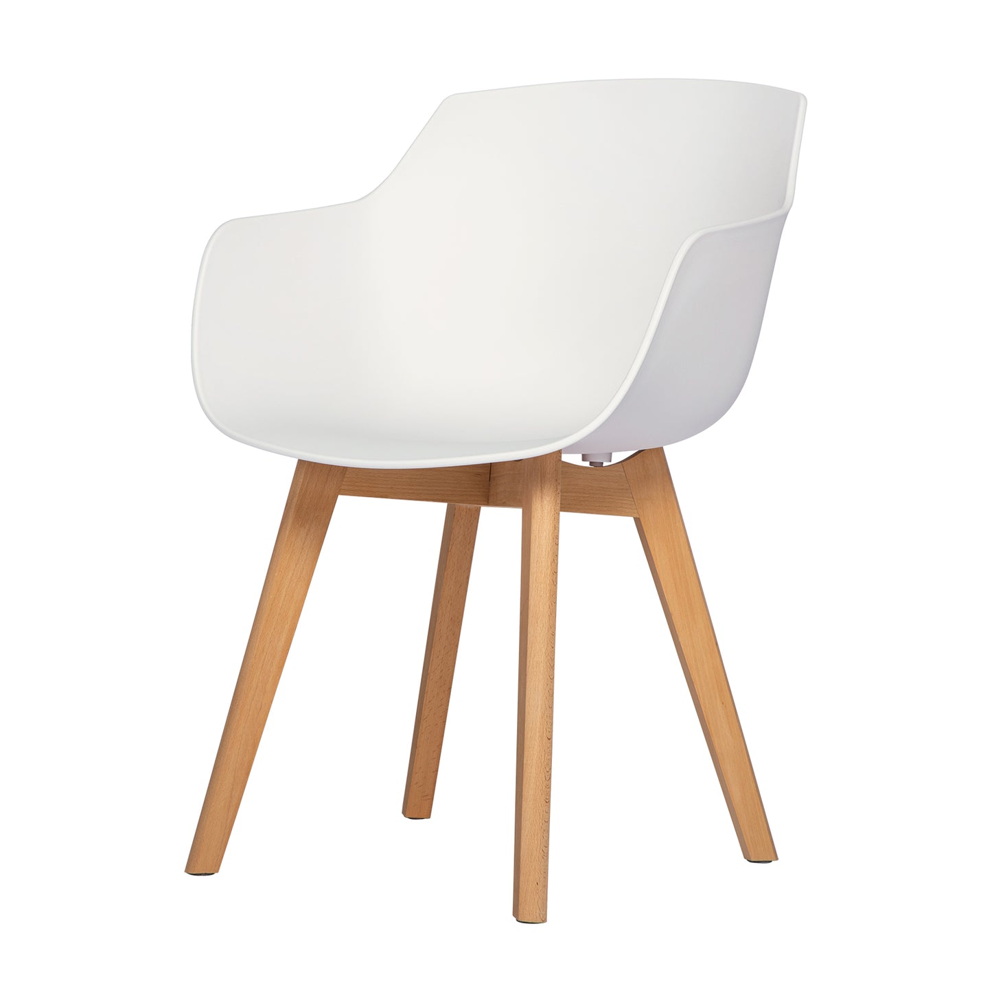 Lot de 6 Chaises Salle à Manger Fauteuils Scandinave de Cuisine avec Pieds en Bois de Hêtre Massif Blanc