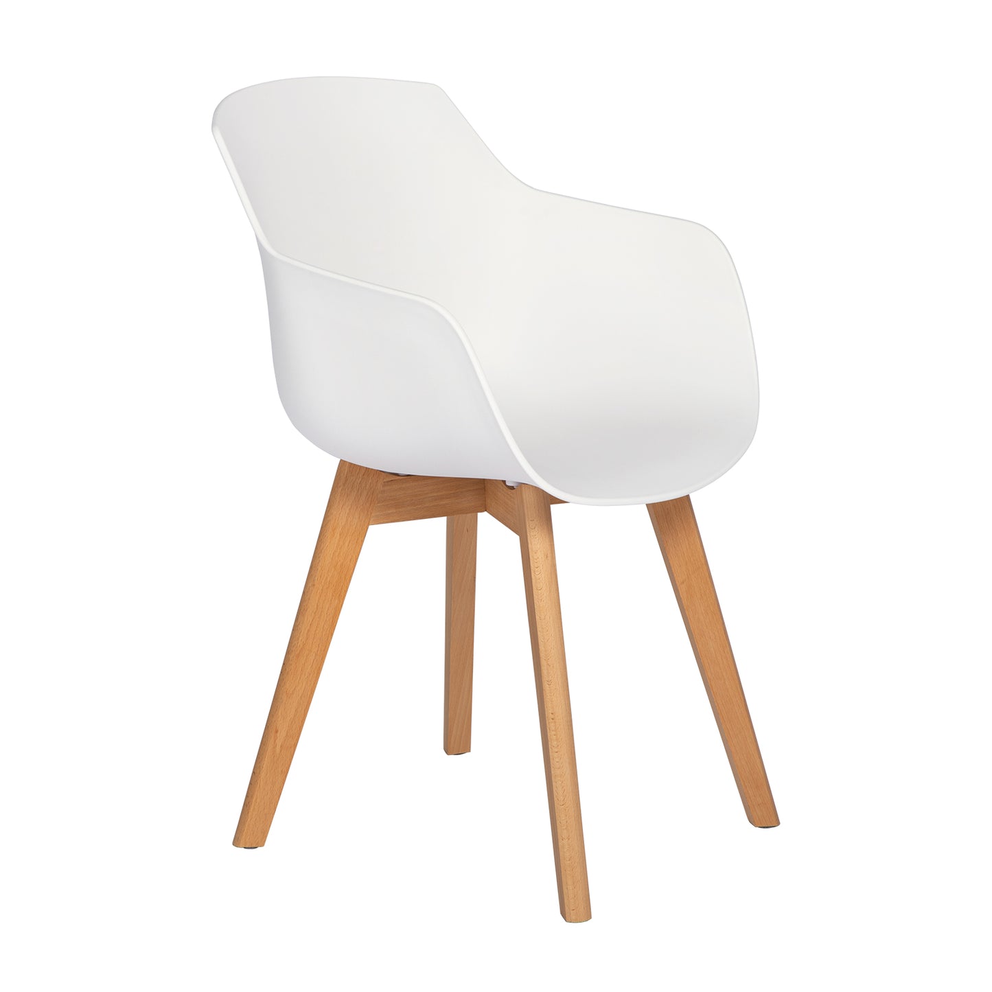 Lot de 6 Chaises Salle à Manger Fauteuils Scandinave de Cuisine avec Pieds en Bois de Hêtre Massif Blanc