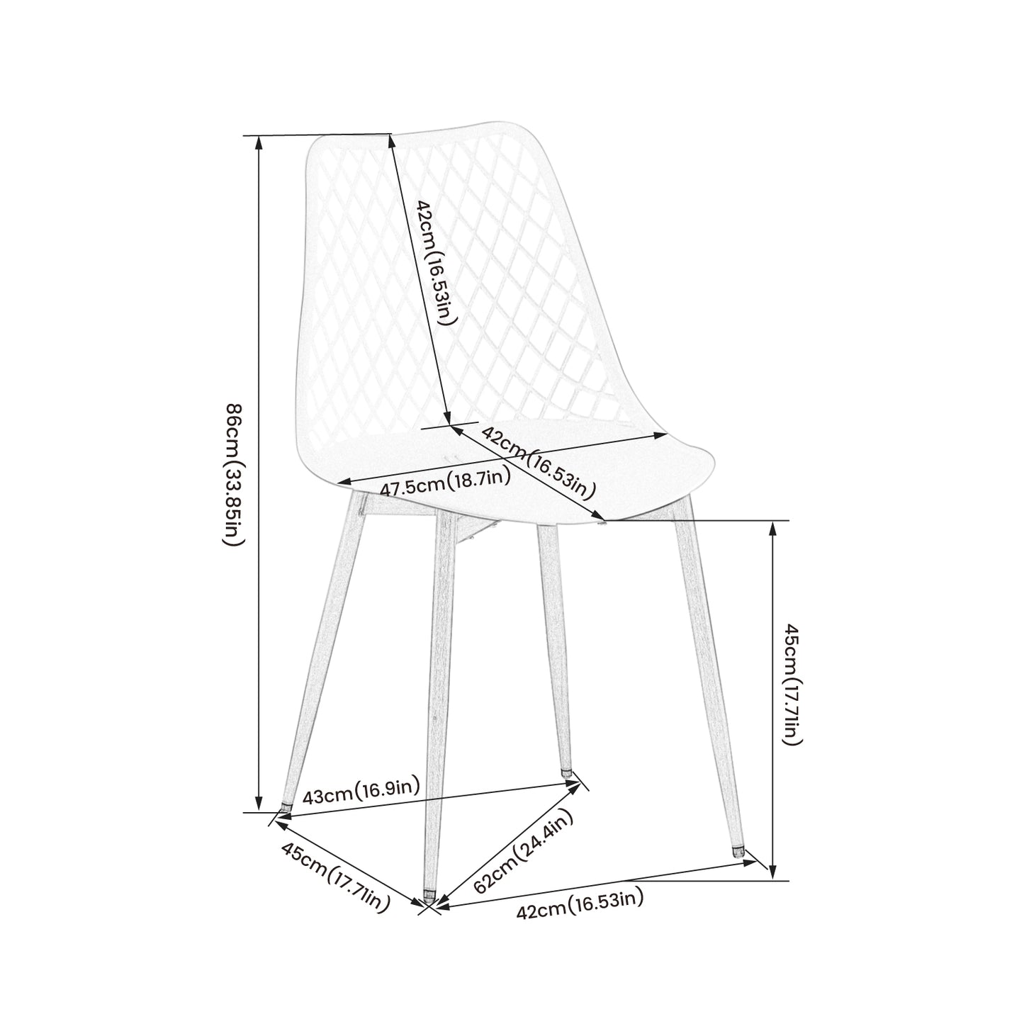 Lot de 4 Chaises Design Blanc Plastique Scandinave Chaise de Salle à manger-Blanc