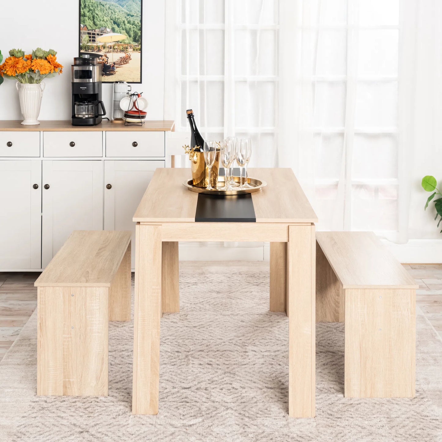 Lot de 2 Chaises de Salle à Manger, Économisez de l'espace, Adapté à la Chambre, Salon, Balcon--110 x 30 x 45 cm