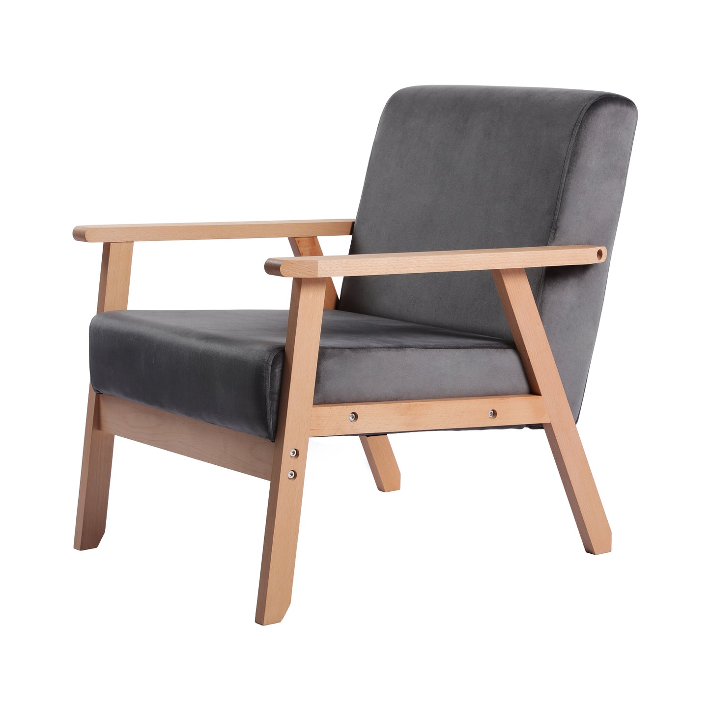Chaise Longue Grise avec Accoudoirs, Style Minimaliste