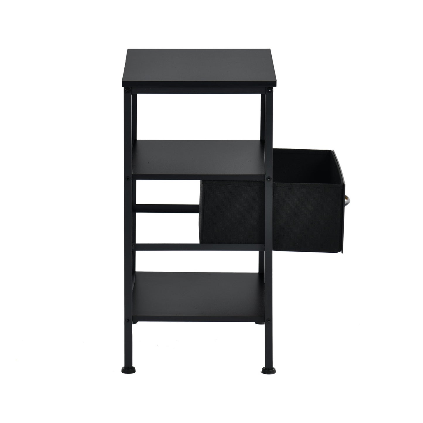 Table de Chevet avec 1 Tiroirs Tissus Table d'appoint Petit Meuble de Rangement Style Industriel Commode 1 tiroirs, 40x30x60cm--Noir