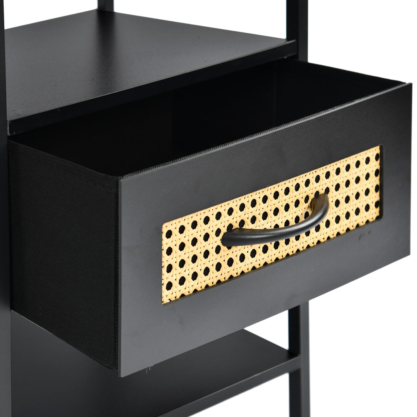 Table de Chevet avec 1 Tiroirs Tissus Table d'appoint Petit Meuble de Rangement Style Industriel Commode 1 tiroirs, 40x30x60cm--Noir