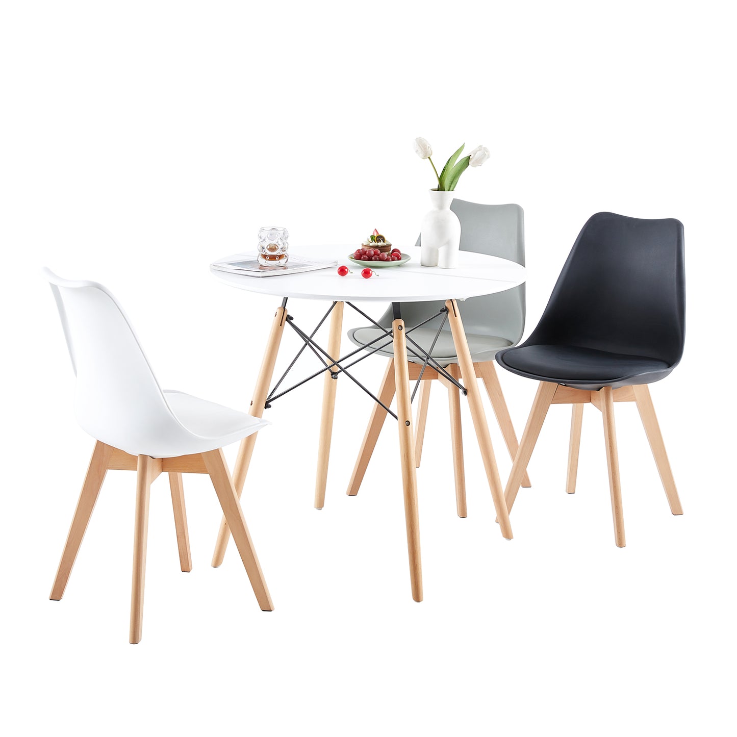 Table à Manger Scandinave Laquée Blanc Mat pour 2 à 4 Personnes - 80 x 80 x 73 cm