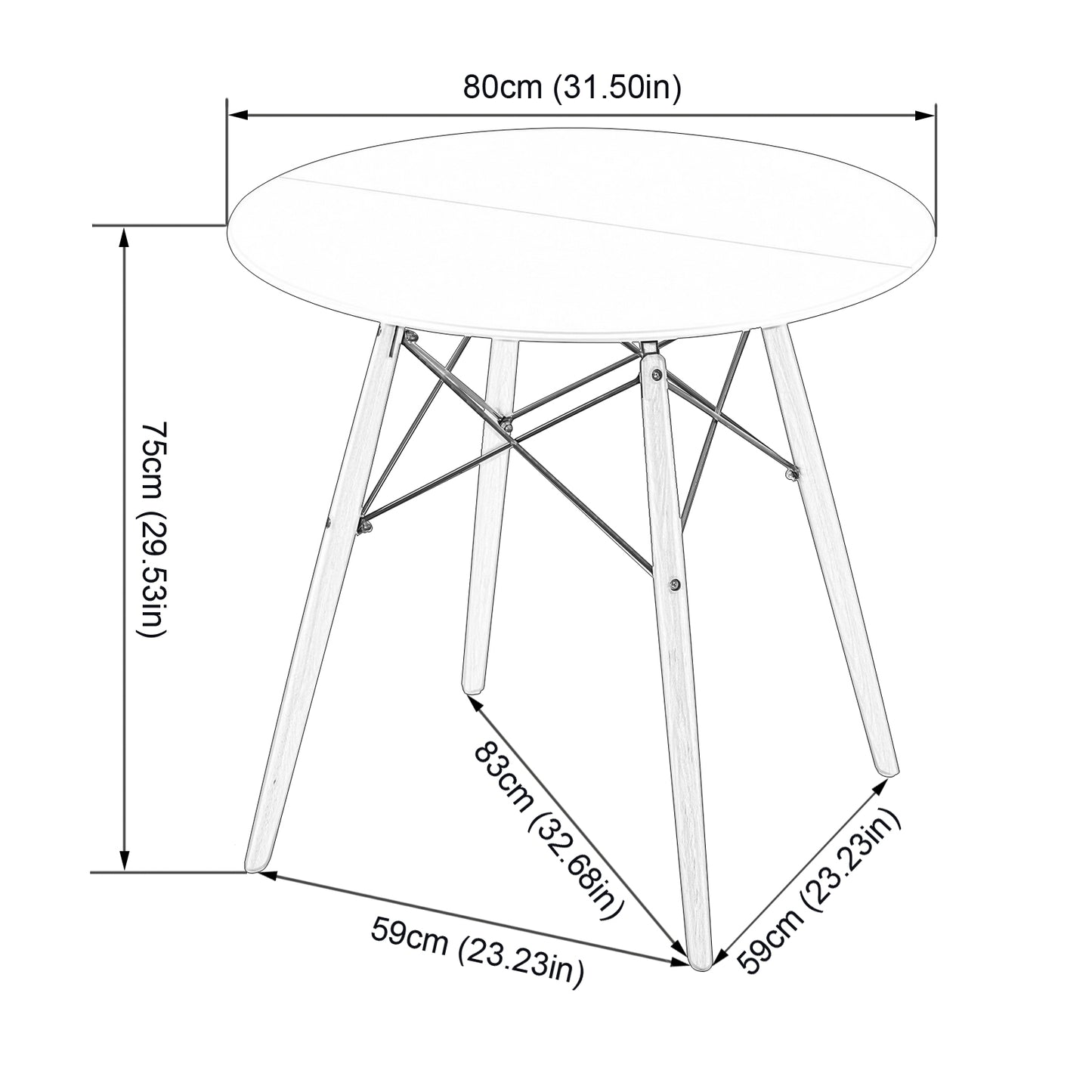Table à Manger Scandinave Laquée Blanc Mat pour 2 à 4 Personnes - 80 x 80 x 73 cm