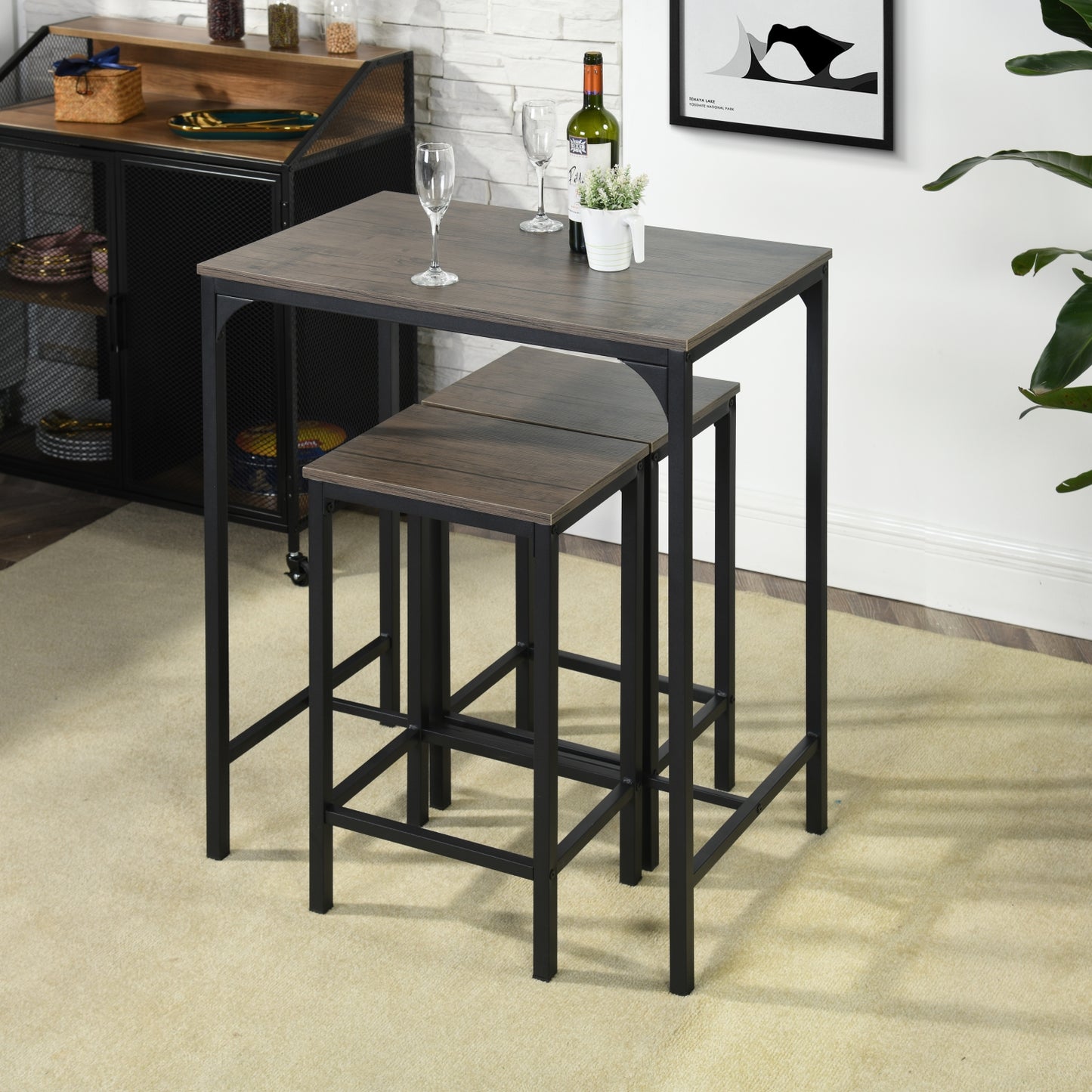 Chaise De Bar Vintage En MDF Et Tube En Fer Noir