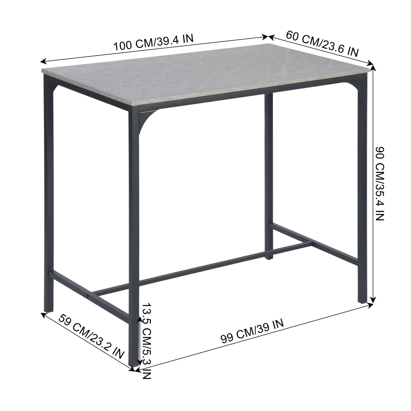 Ensemble Table de Salle à Manger, Table de Bar et chaises de Bar, Table Haute et 4 Tabouret, Gris