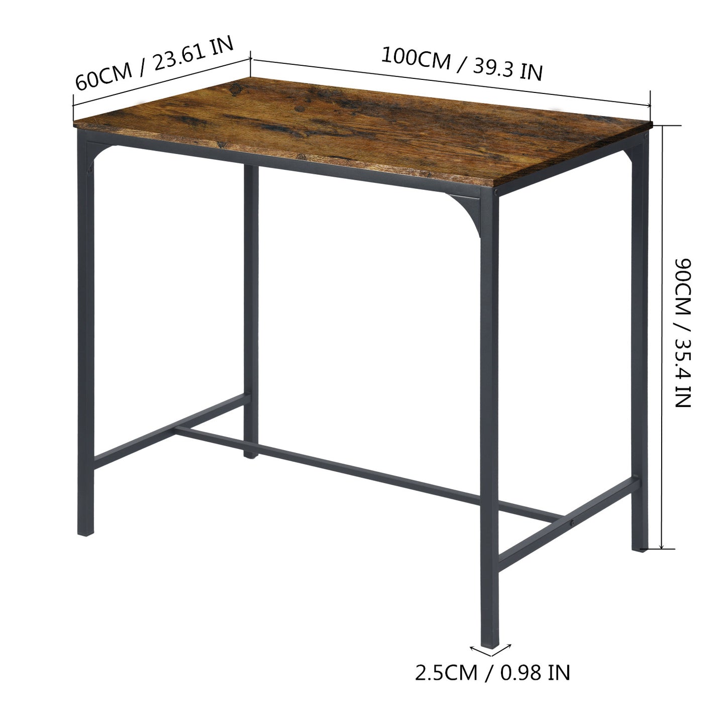 Ensemble Table de Salle à Manger, Table de Bar et chaises de Bar, Table Haute et 4 Tabouret -Marron