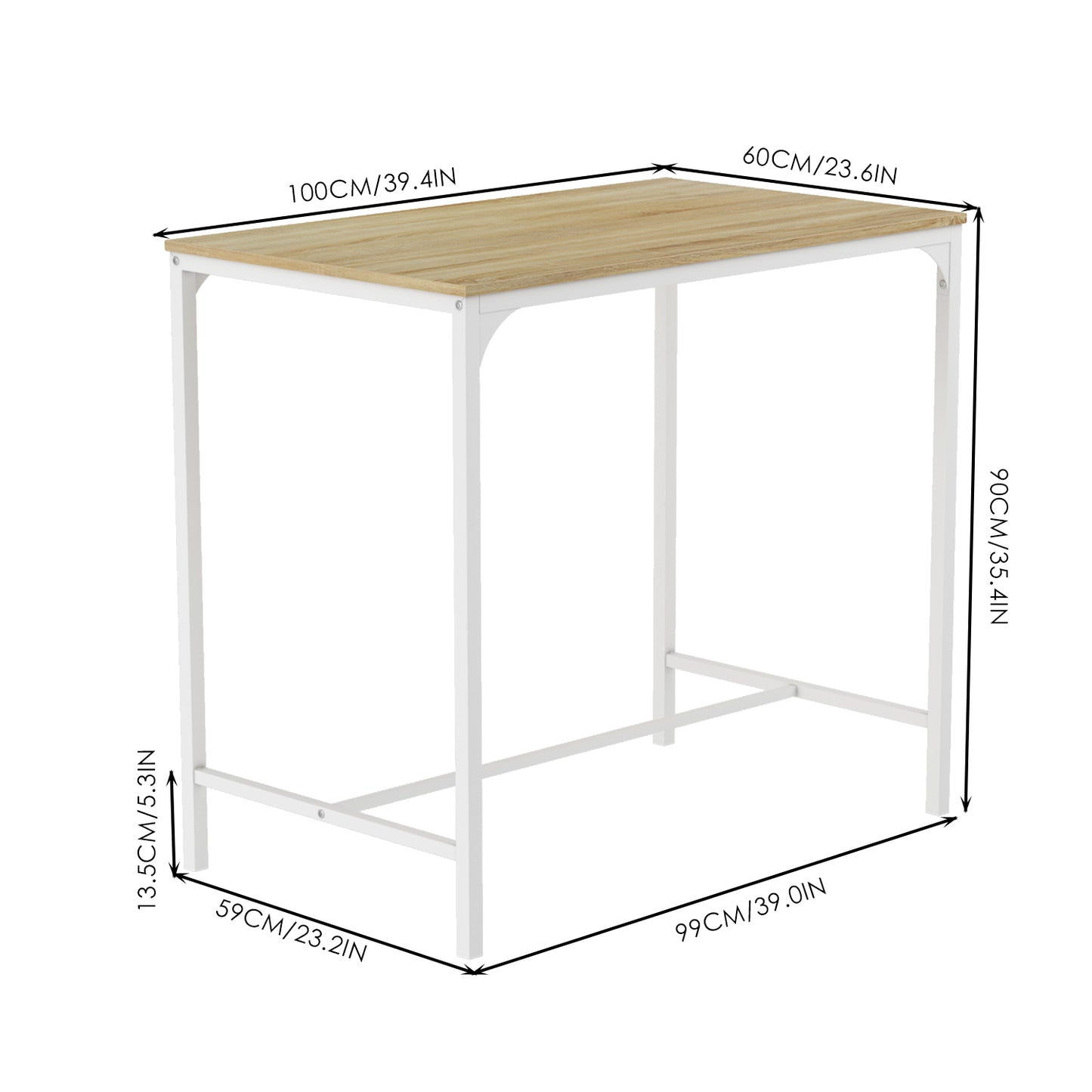 Ensemble Table de Salle à Manger, Table de Bar et chaises de Bar, Table Haute et 4 Tabouret, Chêne