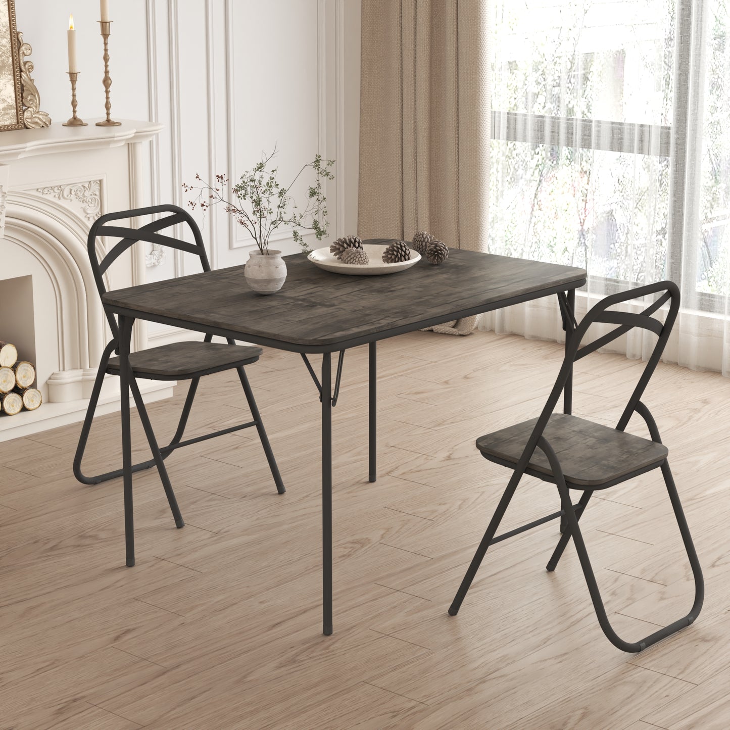 Lot de 2 Chaises Pliantes Marron en métal Style Industriel