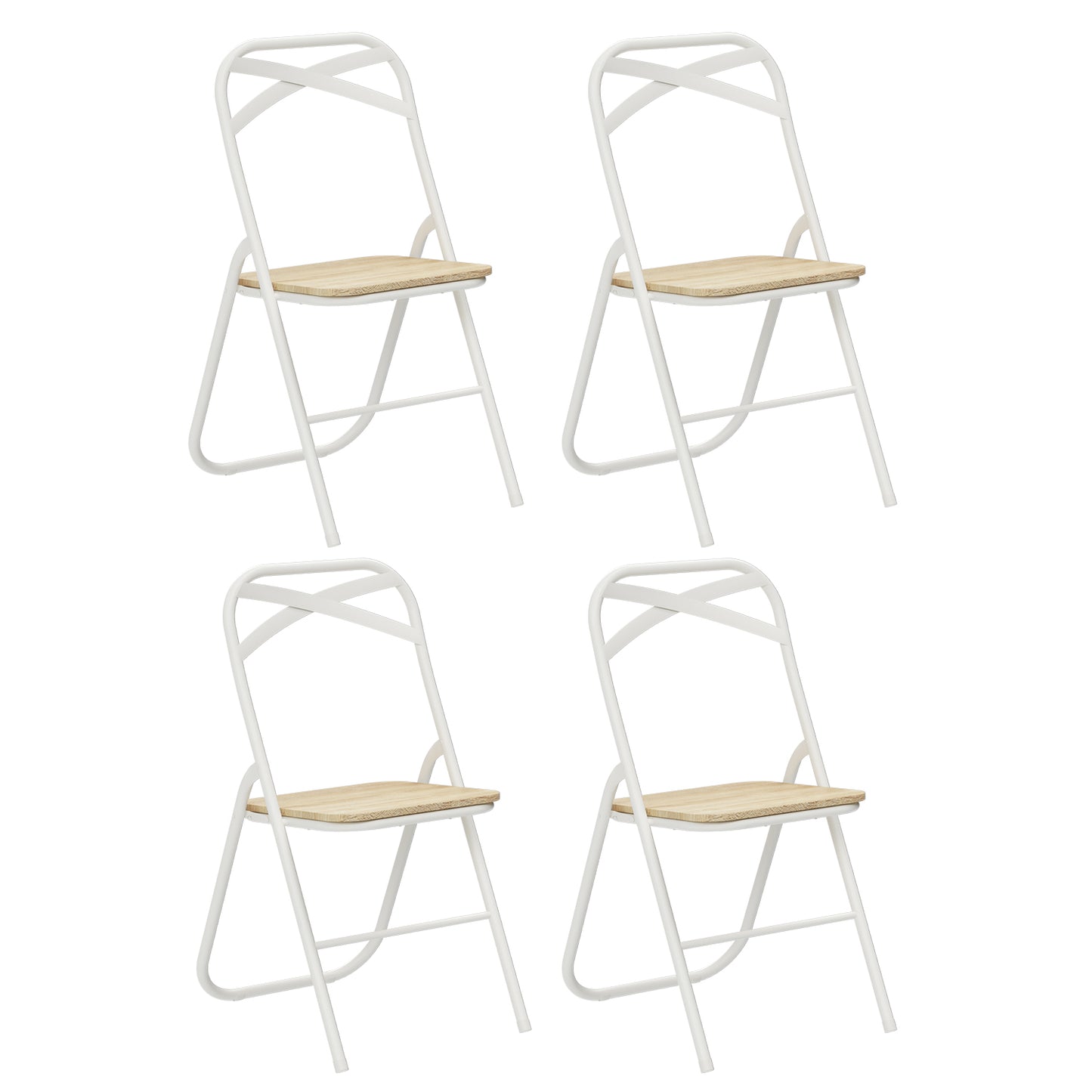 Lot de 4 Chaises Pliantes Chêne en métal Style Industriel