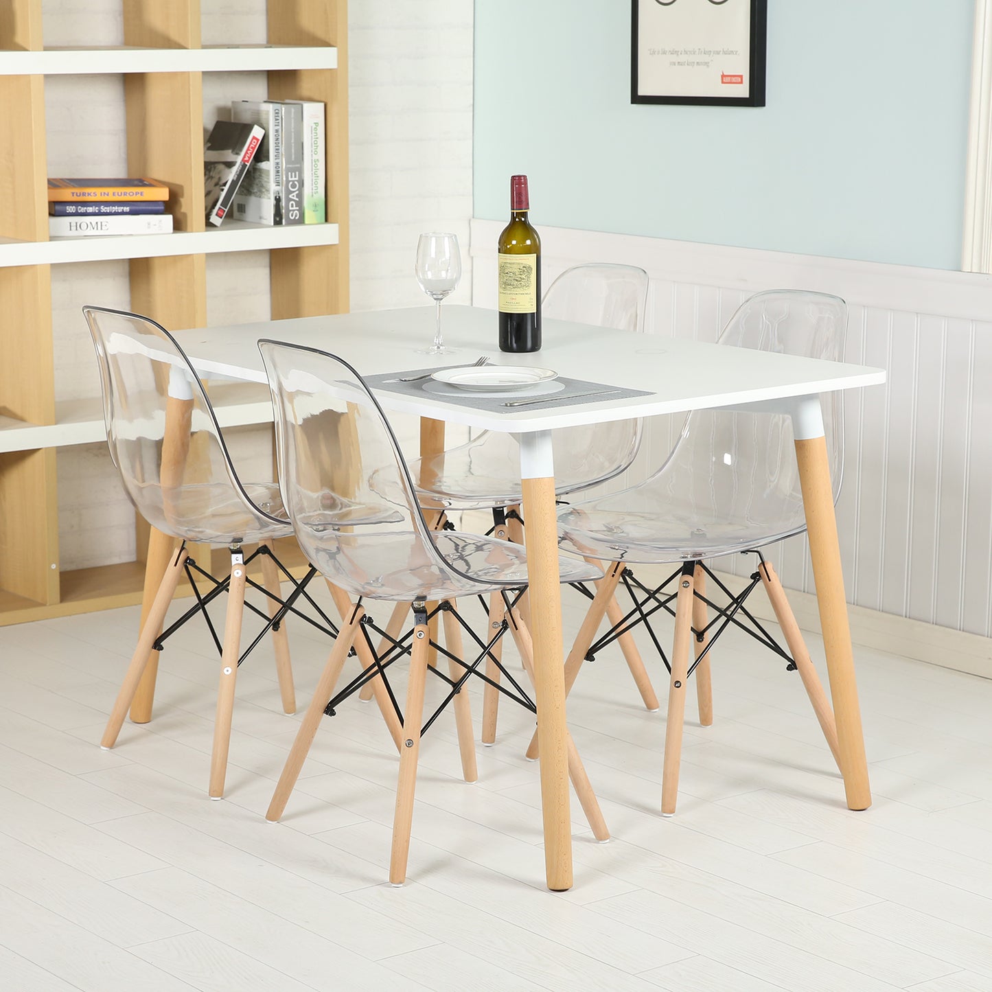 Lot de 4 Chaises Scandinaves Transparentes - Chaises de Salle à Manger