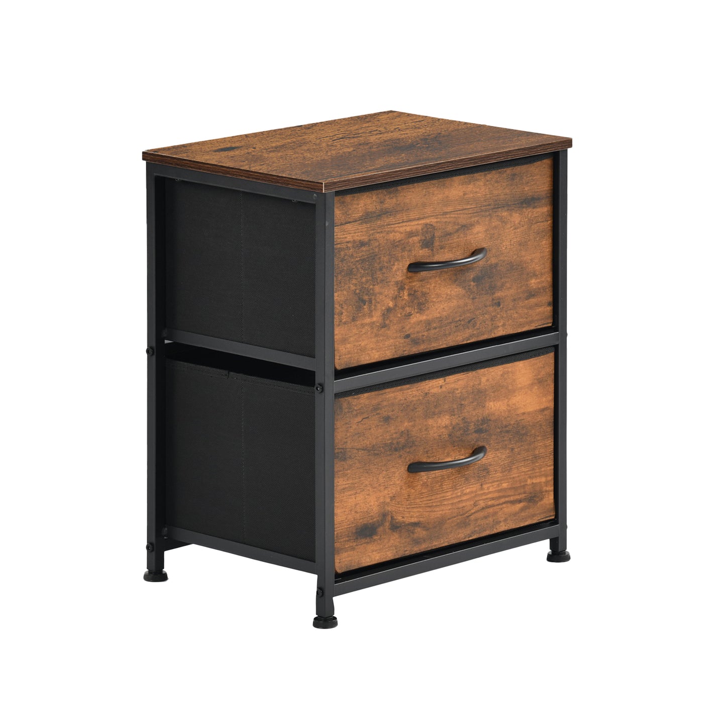 Table de chevet avec 2 tiroirs en tissu, meuble d'appoint style industriel, 40 x 30 x 51 cm, marron