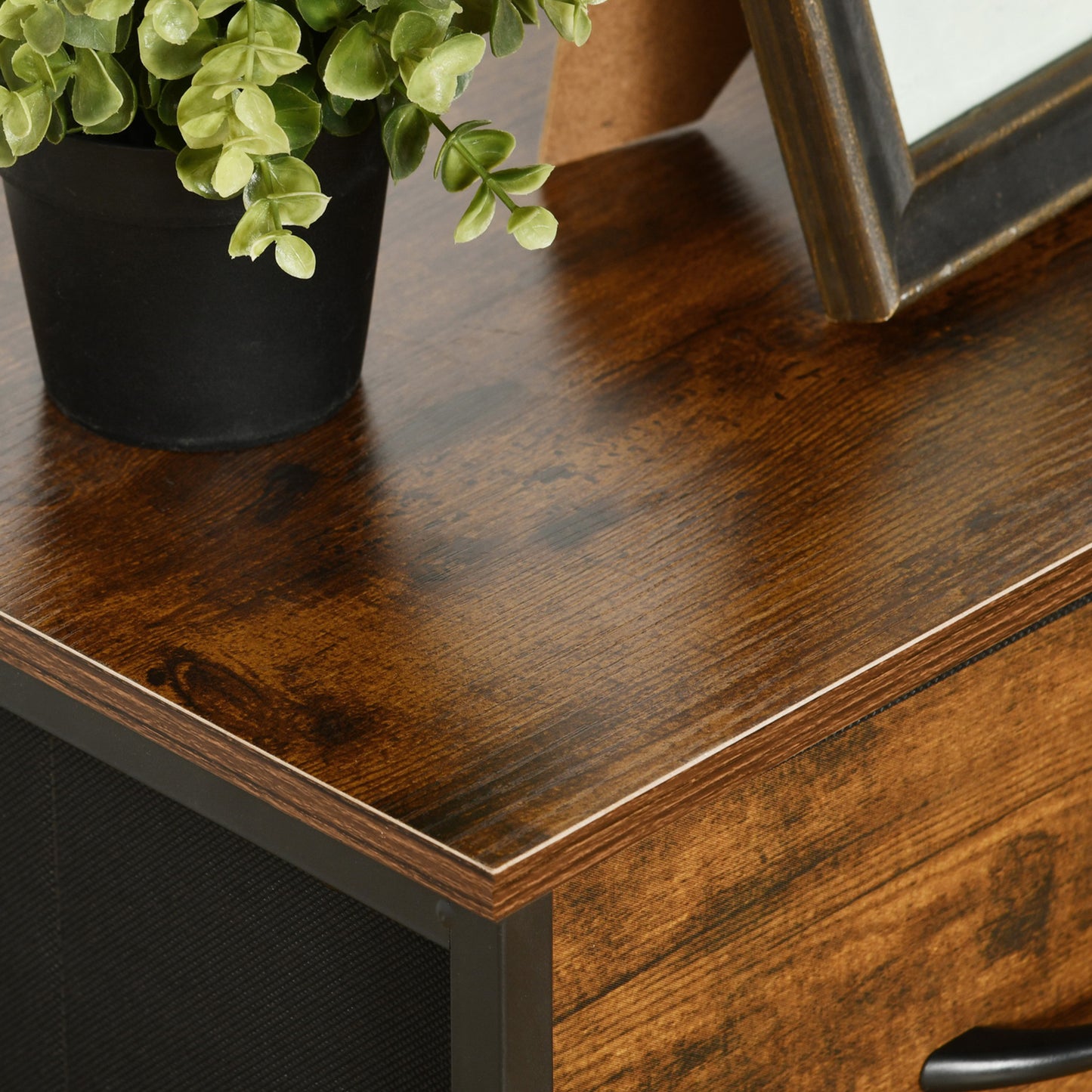 Table de chevet avec 2 tiroirs en tissu, meuble d'appoint style industriel, 40 x 30 x 51 cm, marron