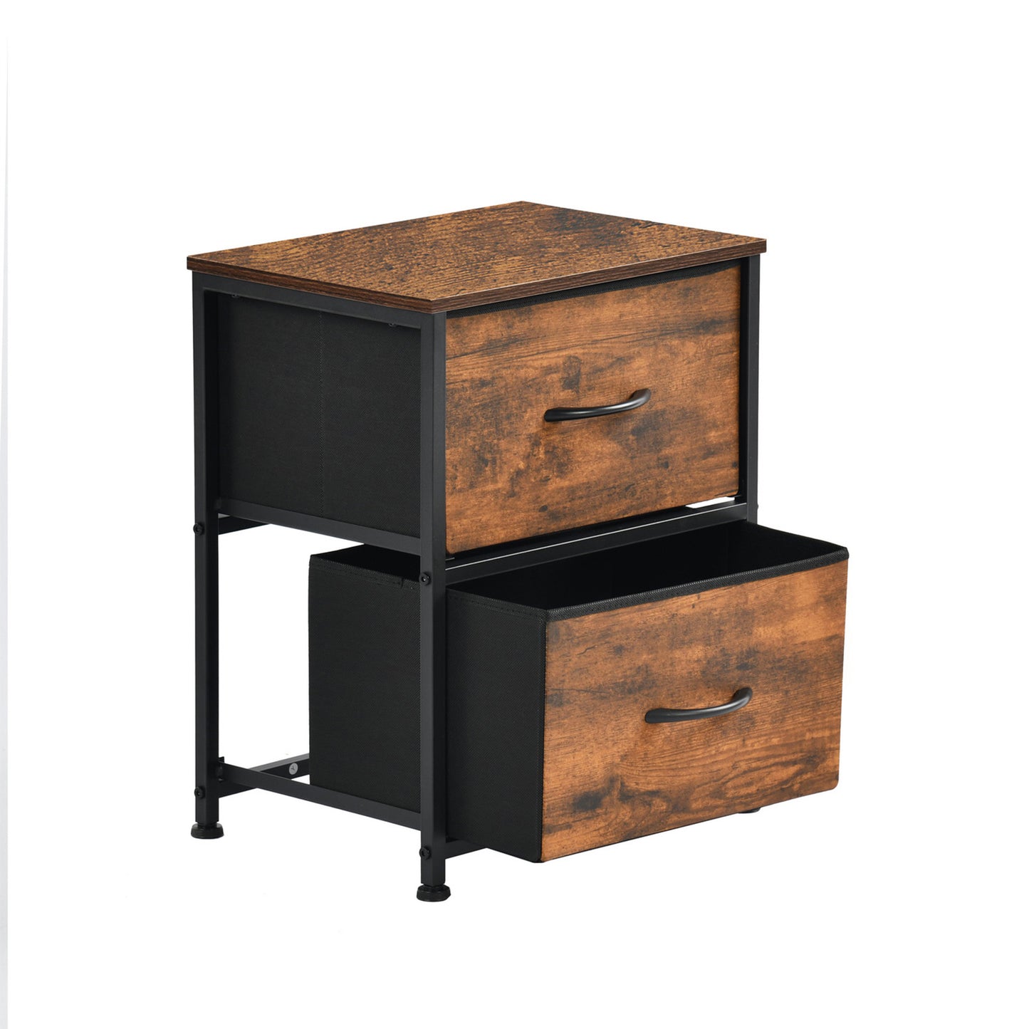Table de chevet avec 2 tiroirs en tissu, meuble d'appoint style industriel, 40 x 30 x 51 cm, marron