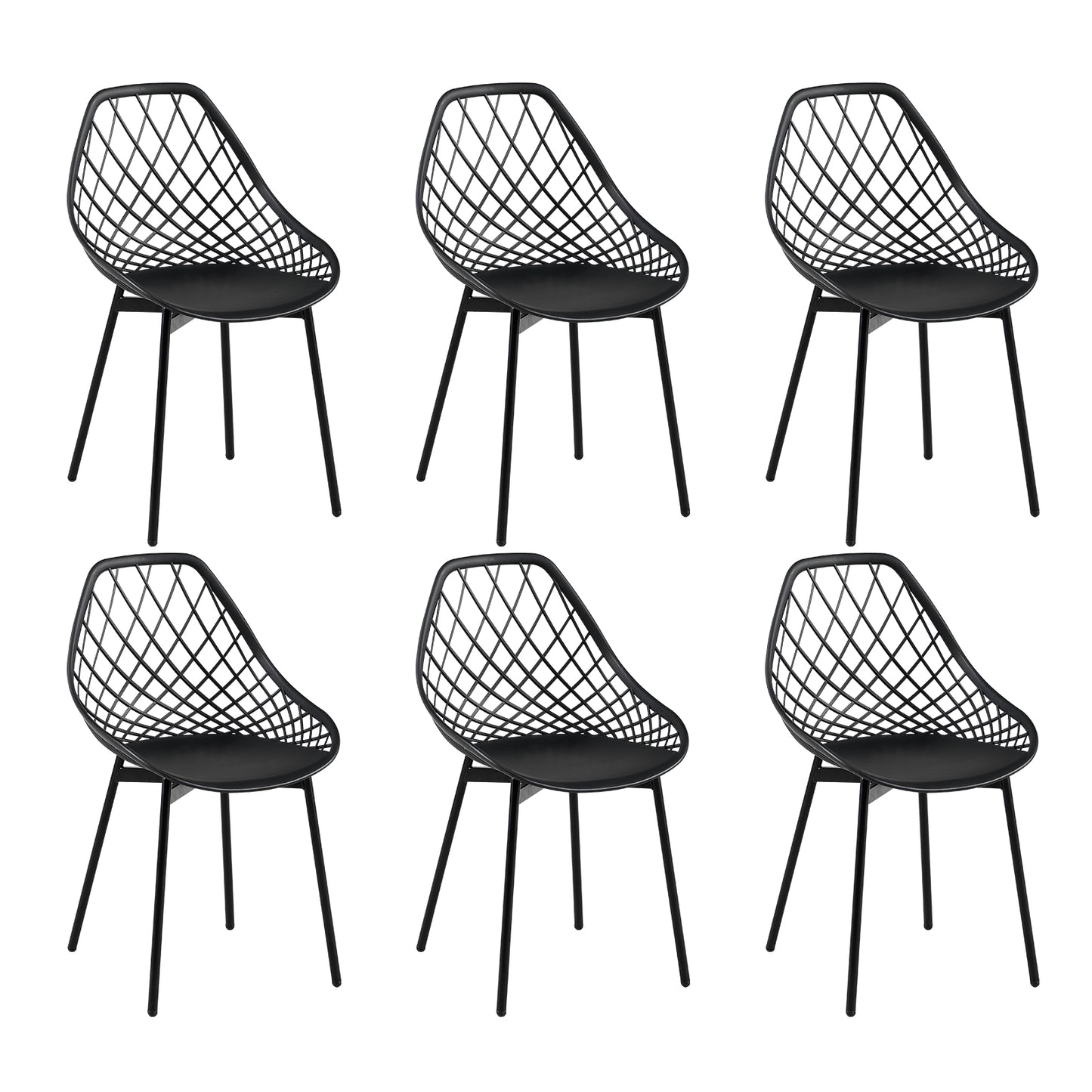 Chaise Salle a Manger Lot de 6, Chaise Scandinave avec Pieds en Métal, Chaise Cuisine Chaise Salon Chaise de Salon, Facile à Installer, Noir