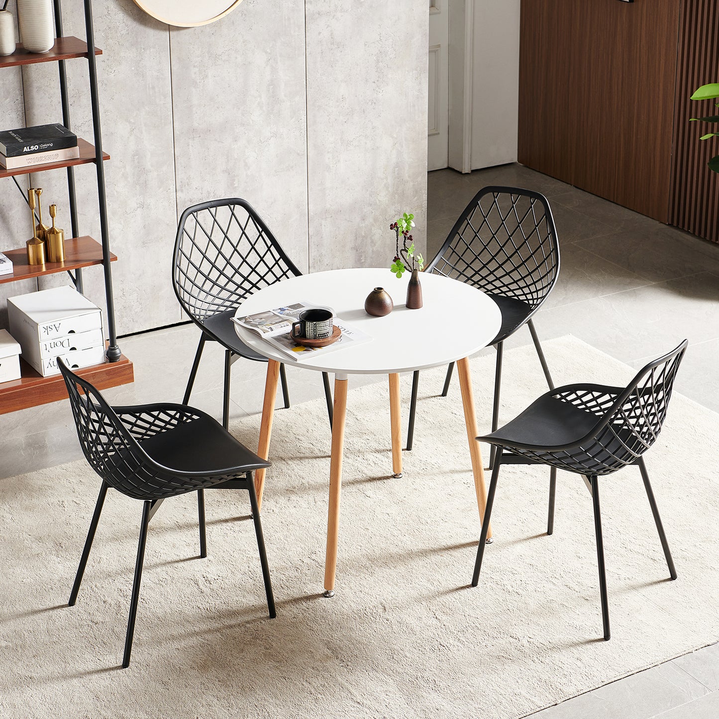 Lot de 4 Chaises de Salle à Manger, Chaise Scandinave avec Pieds en Métal, Chaise Cuisine Chaise Salon Chaise de Salon, Noir
