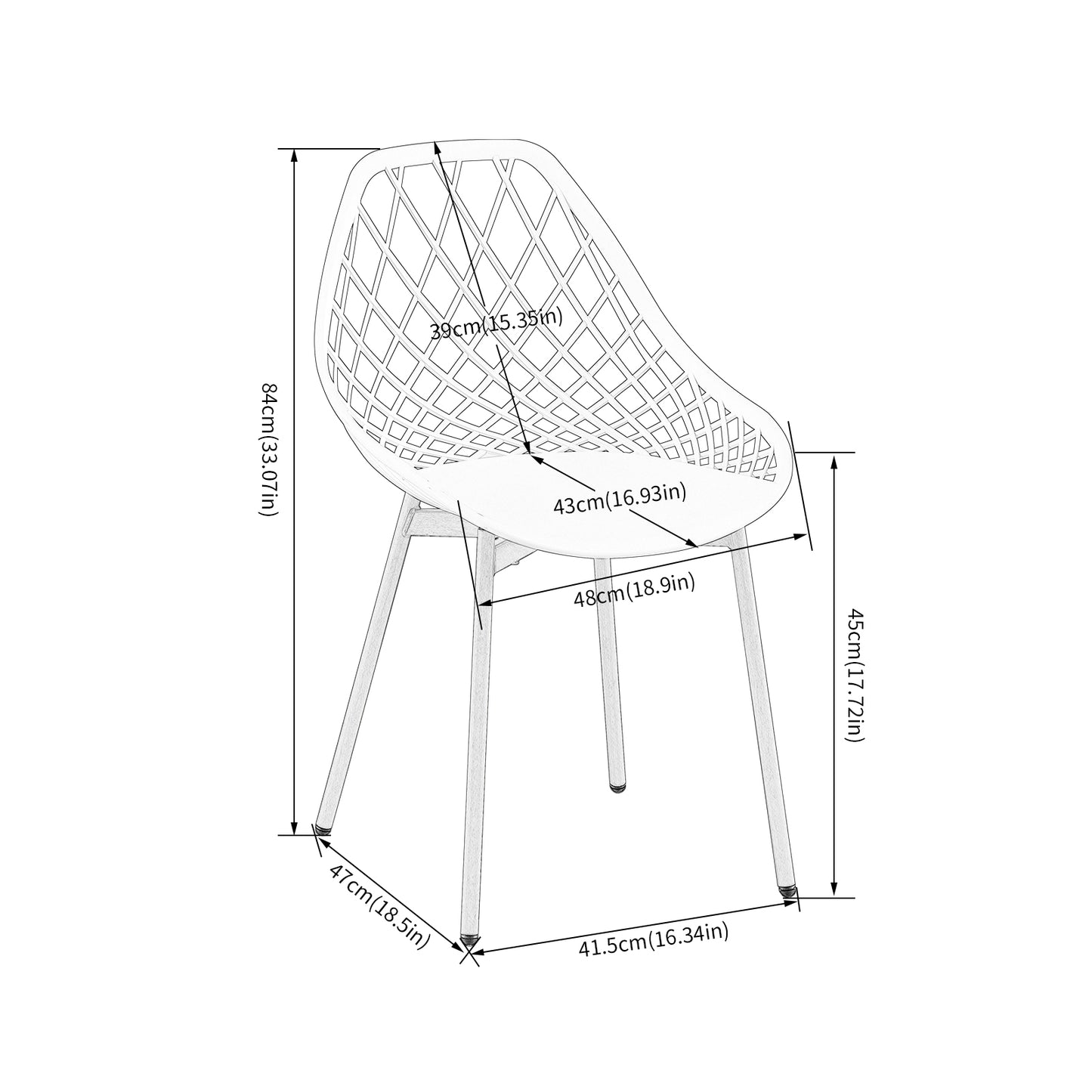 Chaise Salle a Manger Lot de 6, Chaise Scandinave avec Pieds en Métal, Chaise Cuisine Chaise Salon Chaise de Salon, Facile à Installer, Blanc
