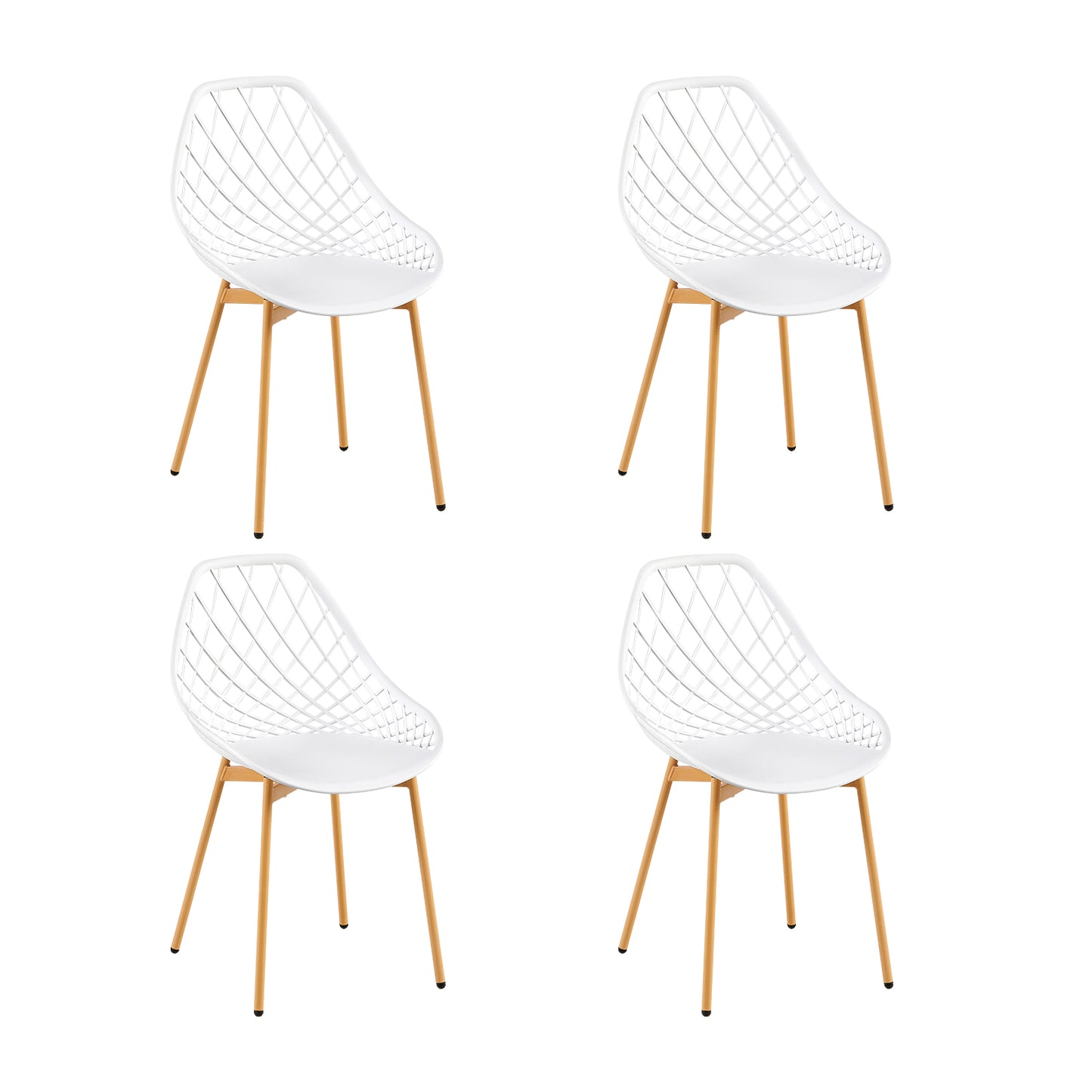 Chaise Salle a Manger Lot de 4, Chaise Scandinave avec Pieds en Métal, Chaise Cuisine Chaise Salon Chaise de Salon, Facile à Installer, Blanc