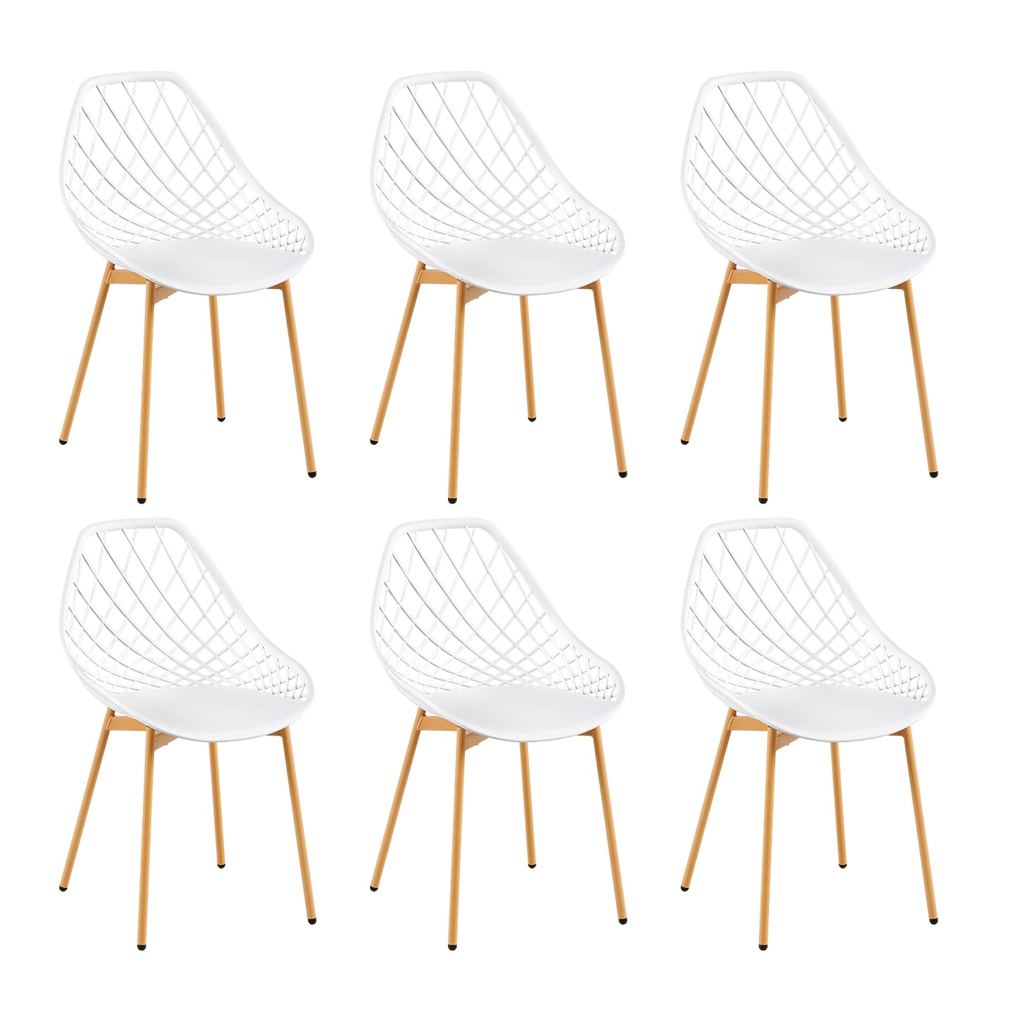 Chaise Salle a Manger Lot de 6, Chaise Scandinave avec Pieds en Métal, Chaise Cuisine Chaise Salon Chaise de Salon, Facile à Installer, Blanc