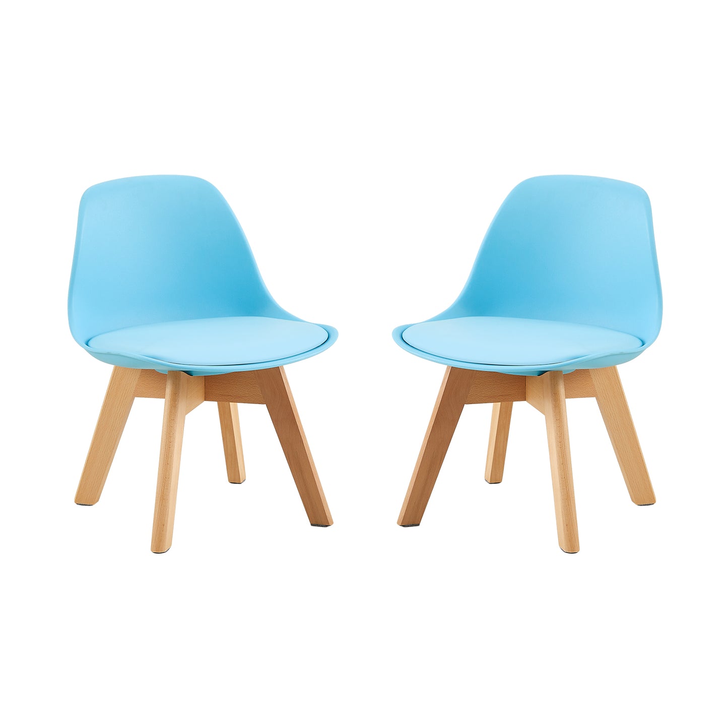Chaises et table de salle à manger pour enfants Pieds en hêtre ensemble de 3--Bleu