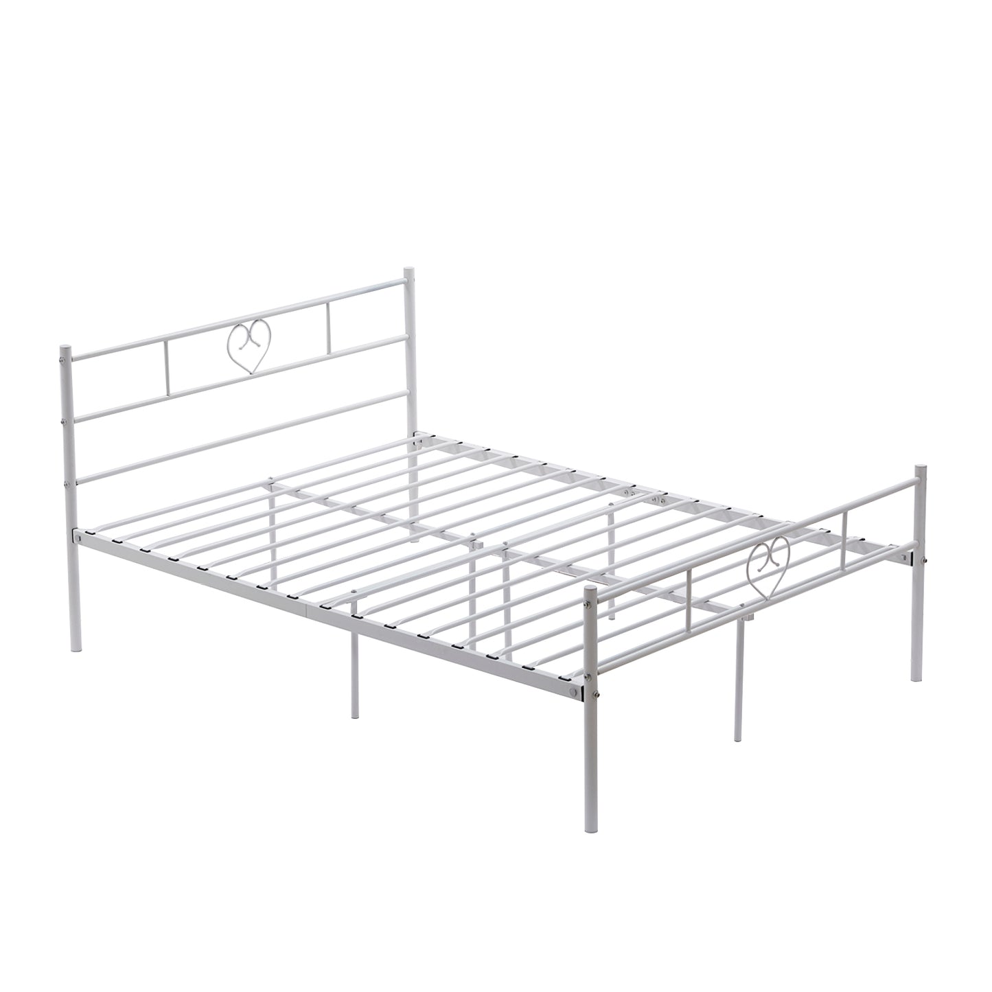 Cadre de Lit Double Classique pour Adulte en Métal - 2 Places - 140x190 cm - Blanc