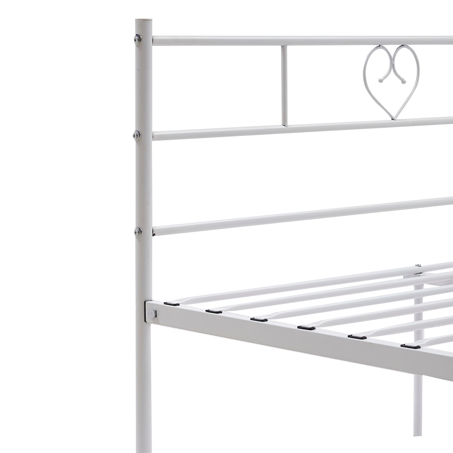 Cadre de Lit Double Classique pour Adulte en Métal - 2 Places - 140x190 cm - Blanc
