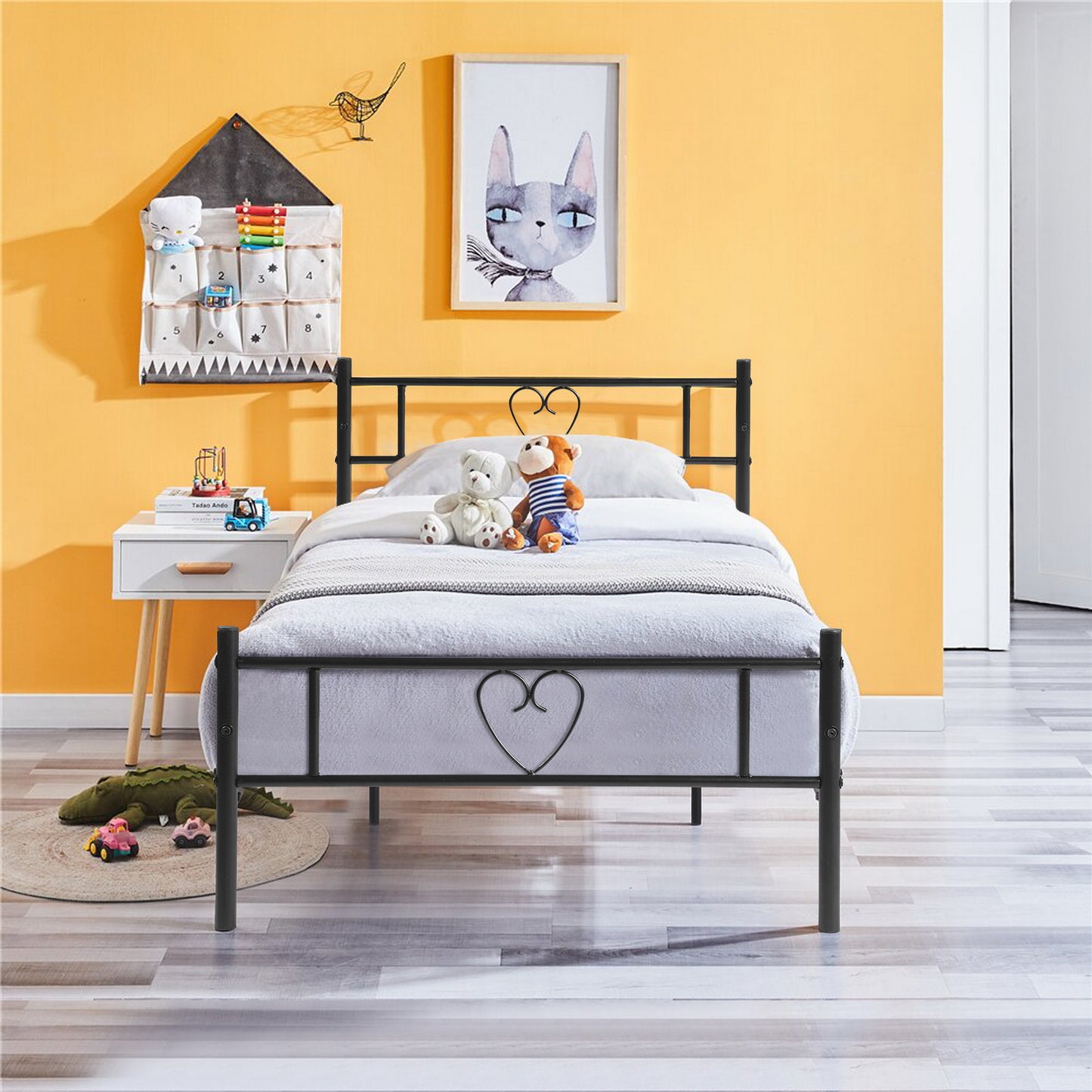 Lit enfant contemporain en métal noir 90x190 cm