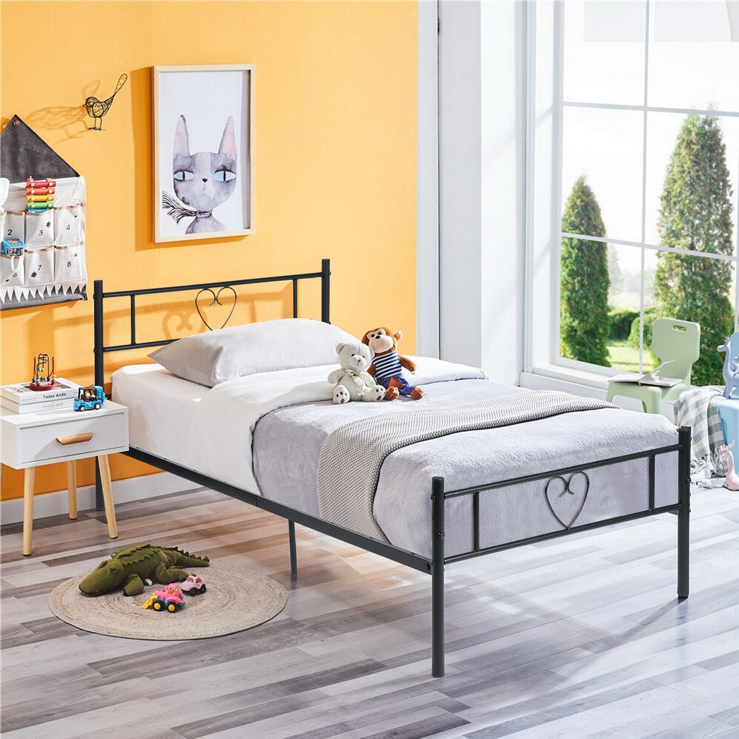 Lit enfant contemporain en métal noir 90x190 cm