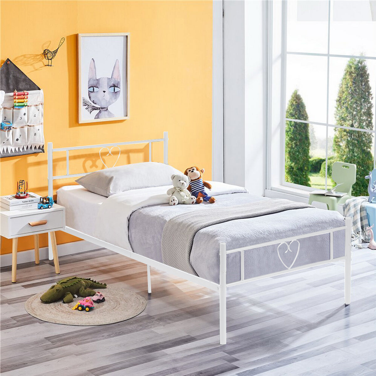 Lit Enfant Contemporain en Métal Blanc - 90x190 cm