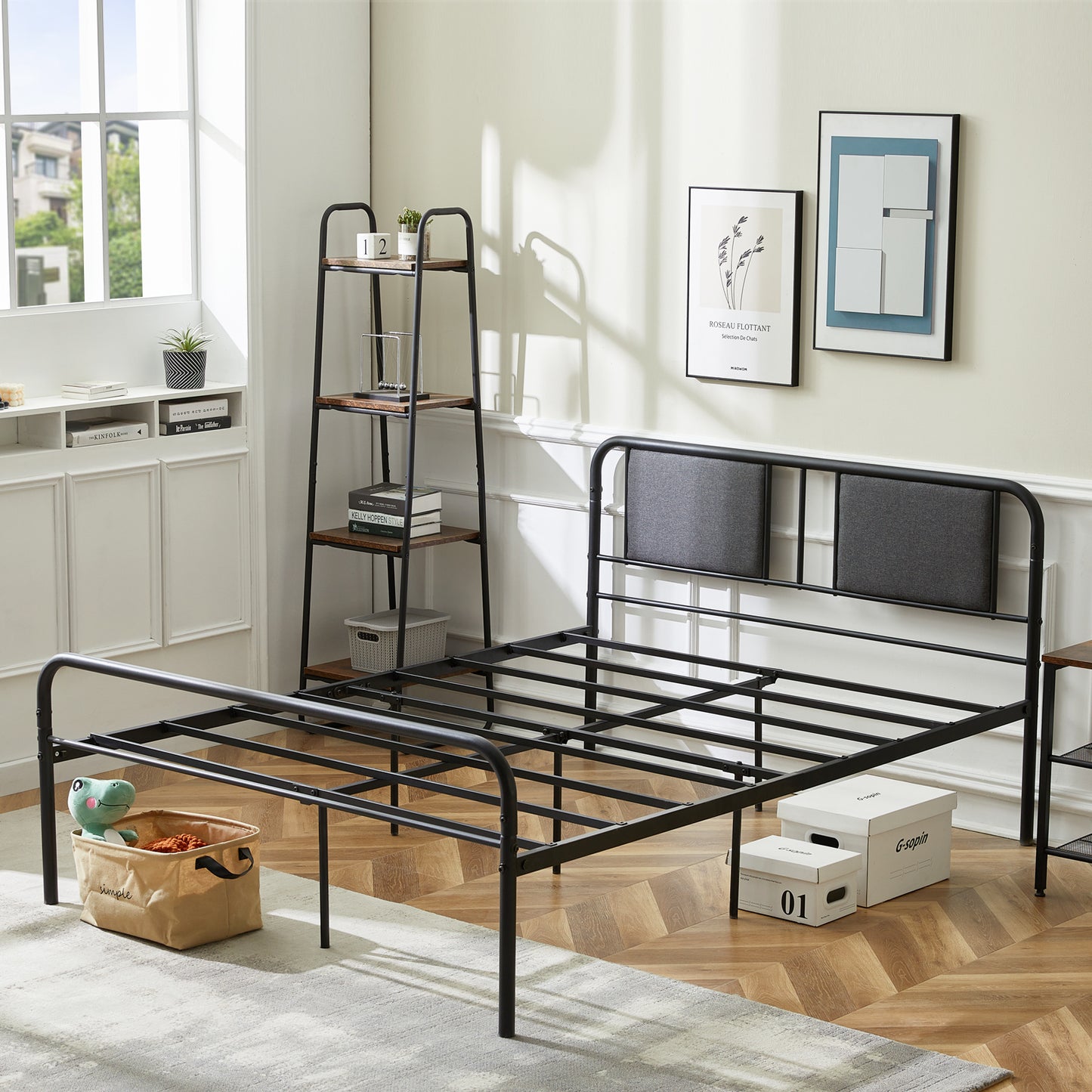 Structure de Lit Double Style Scandinave - 140x190 cm - Noir