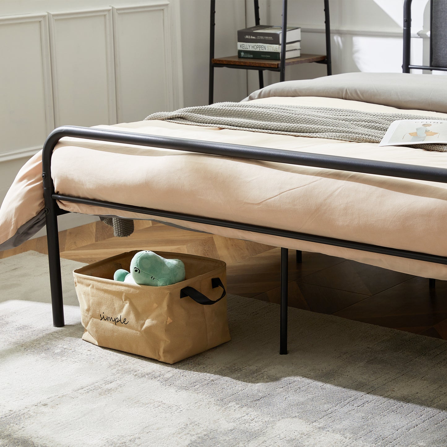 Structure de Lit Double Style Scandinave - 140x190 cm - Noir