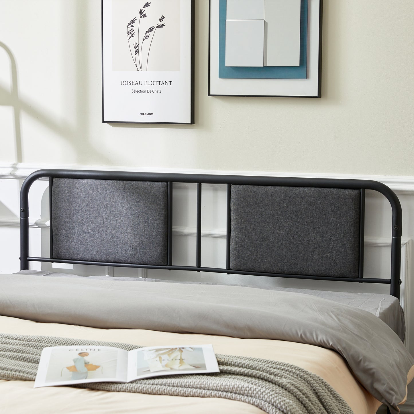 Structure de Lit Double Style Scandinave - 140x190 cm - Noir