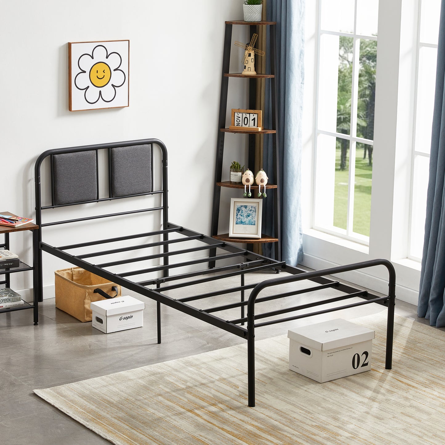 Structure de Lit Simple Style Scandinave - 90x190 cm - Noir