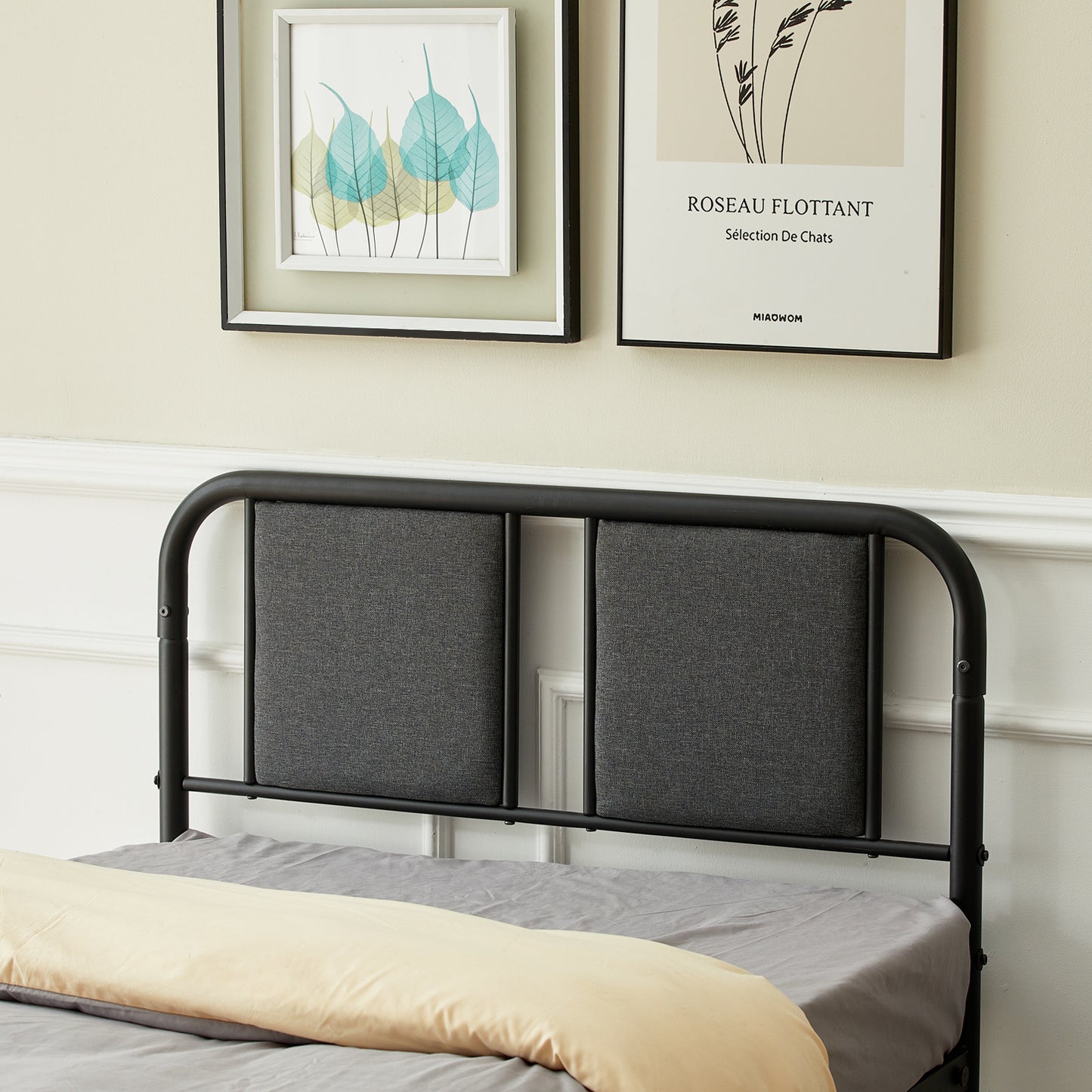 Structure de Lit Simple Style Scandinave - 90x190 cm - Noir