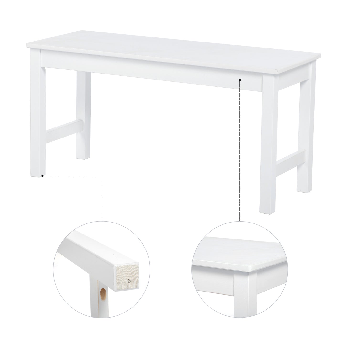 Ensemble de Table et 2 chaises et 1 banc pour Salle à Manger - Blanc