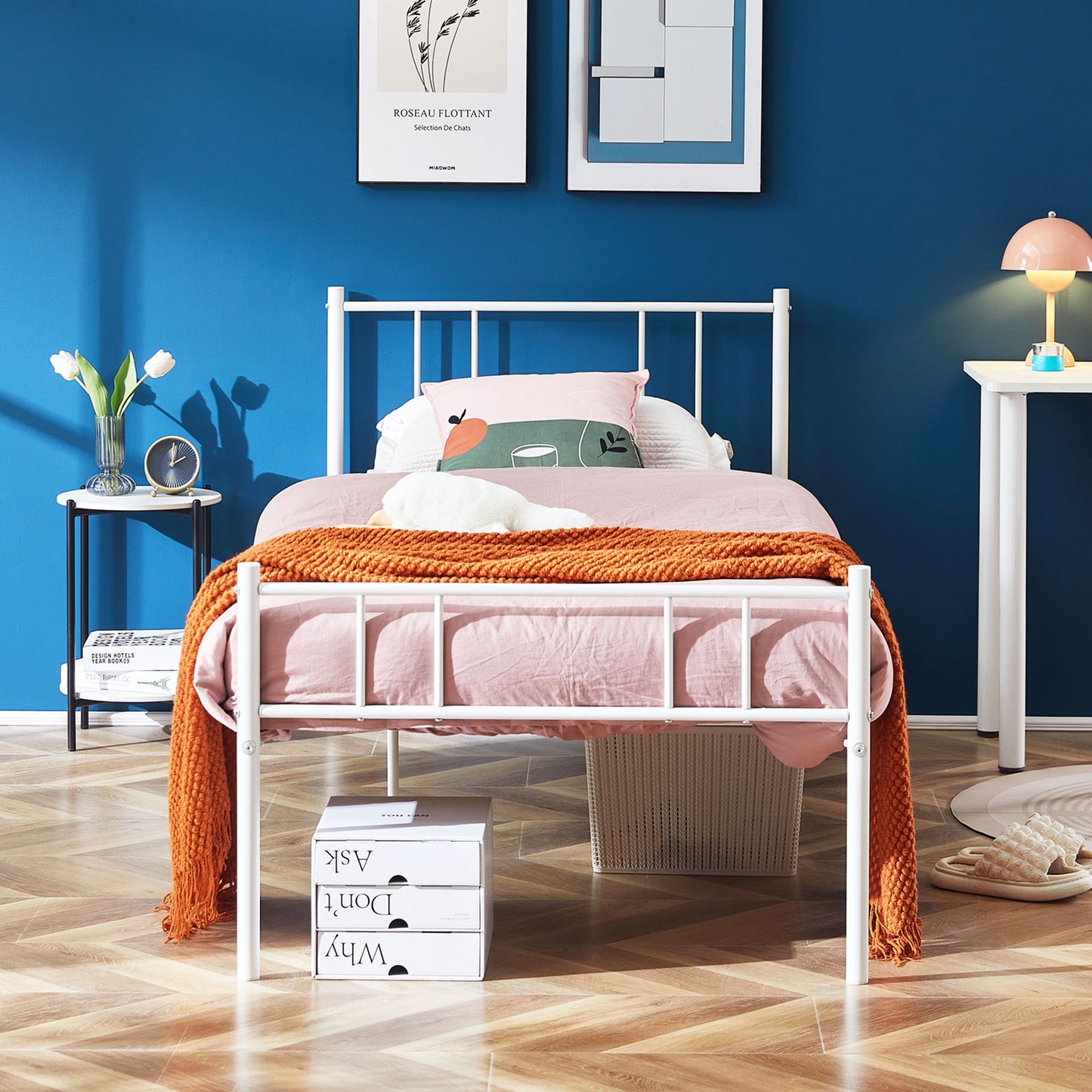 Lit Simple Contemporain pour Adulte ou Enfant - 90x200 cm - Blanc