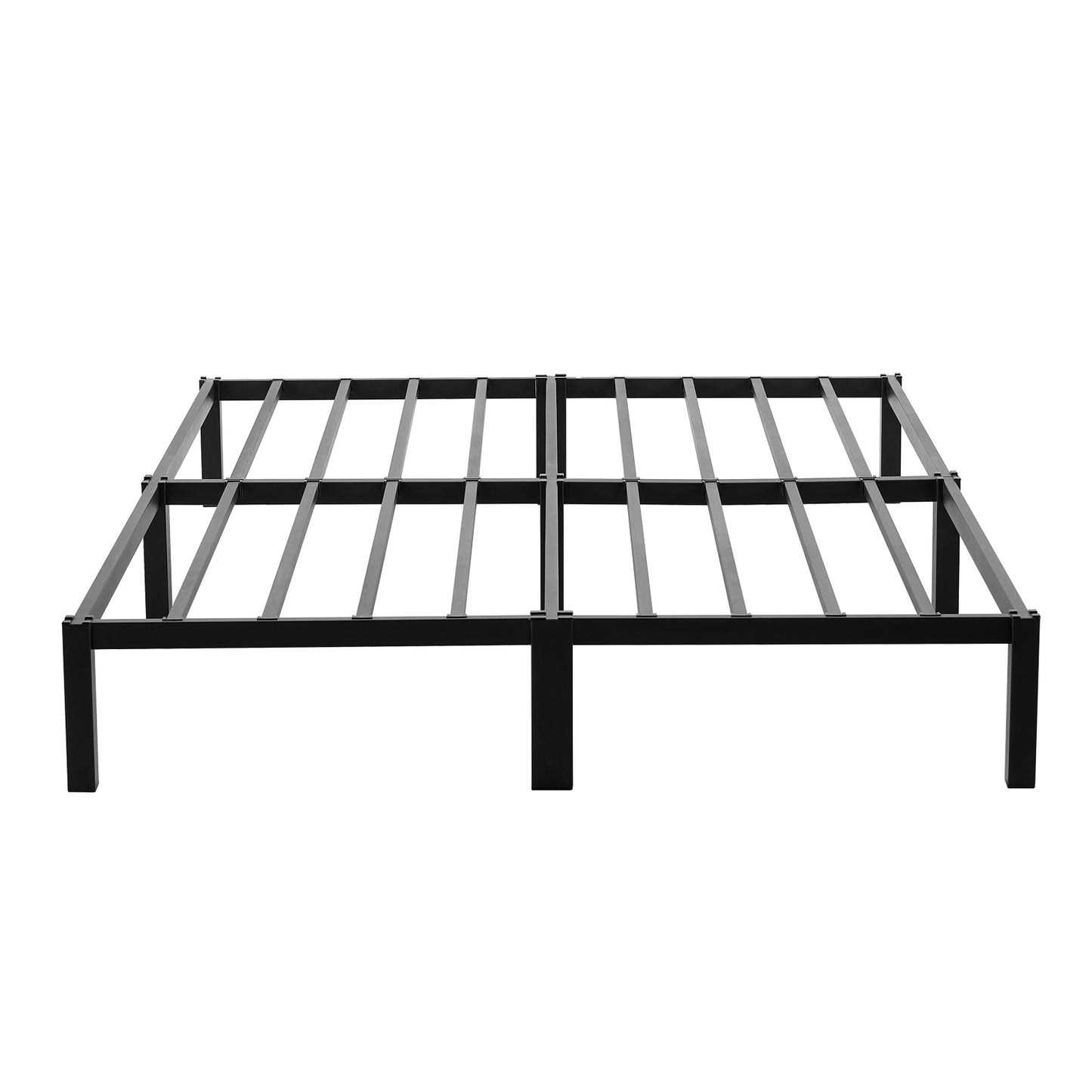 90 x 190 cm Cadre de Lit en Bloc, Metal Sommier pour 2 Personnes Adulte Lit avec Sommier - Noir