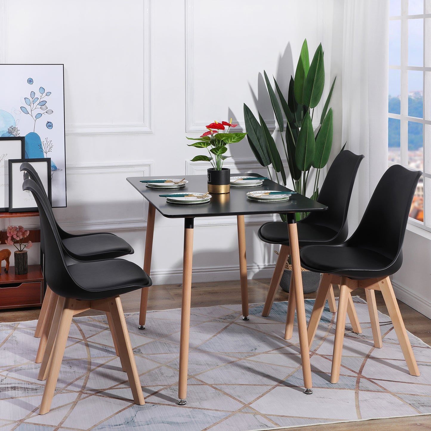 Lot de 4 chaises de style Scandinave Catherina - Noir