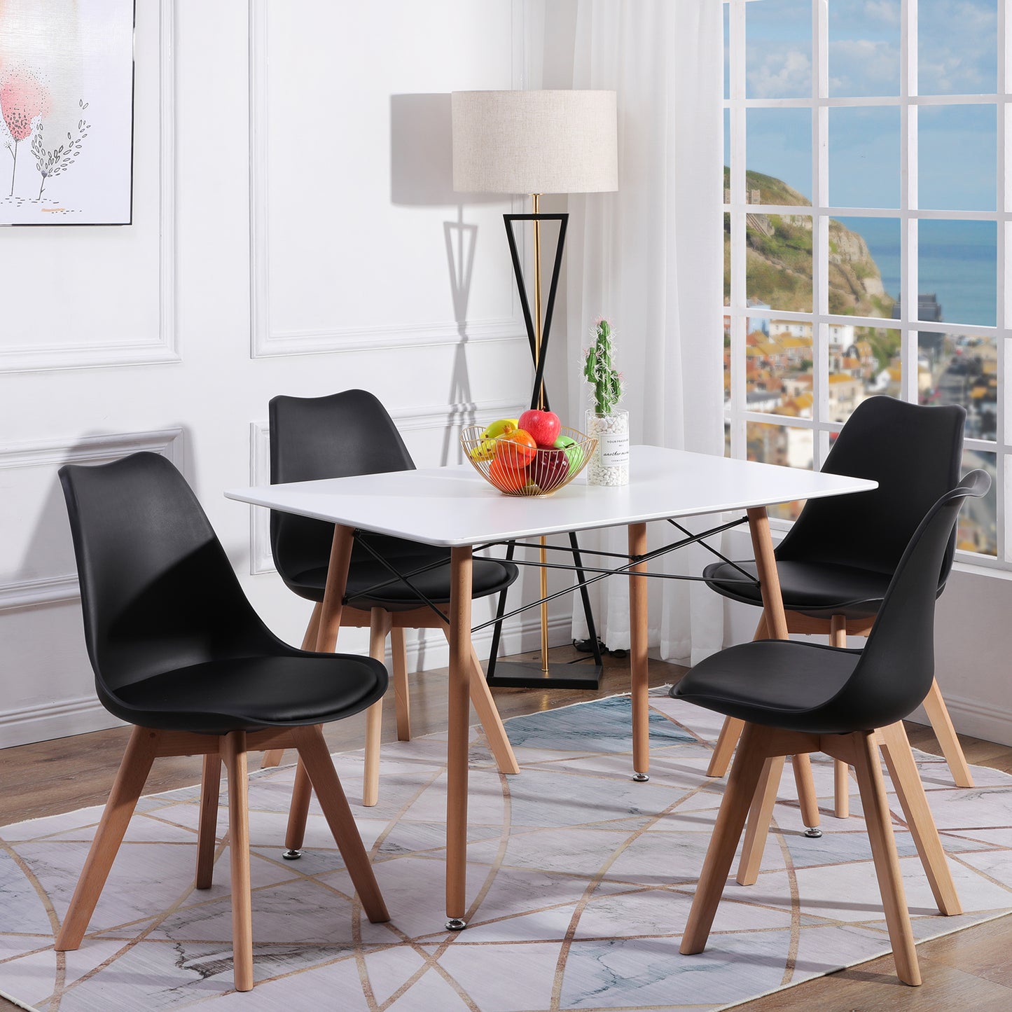Lot de 4 chaises Scandinaves pour Salle à Manger-Noir