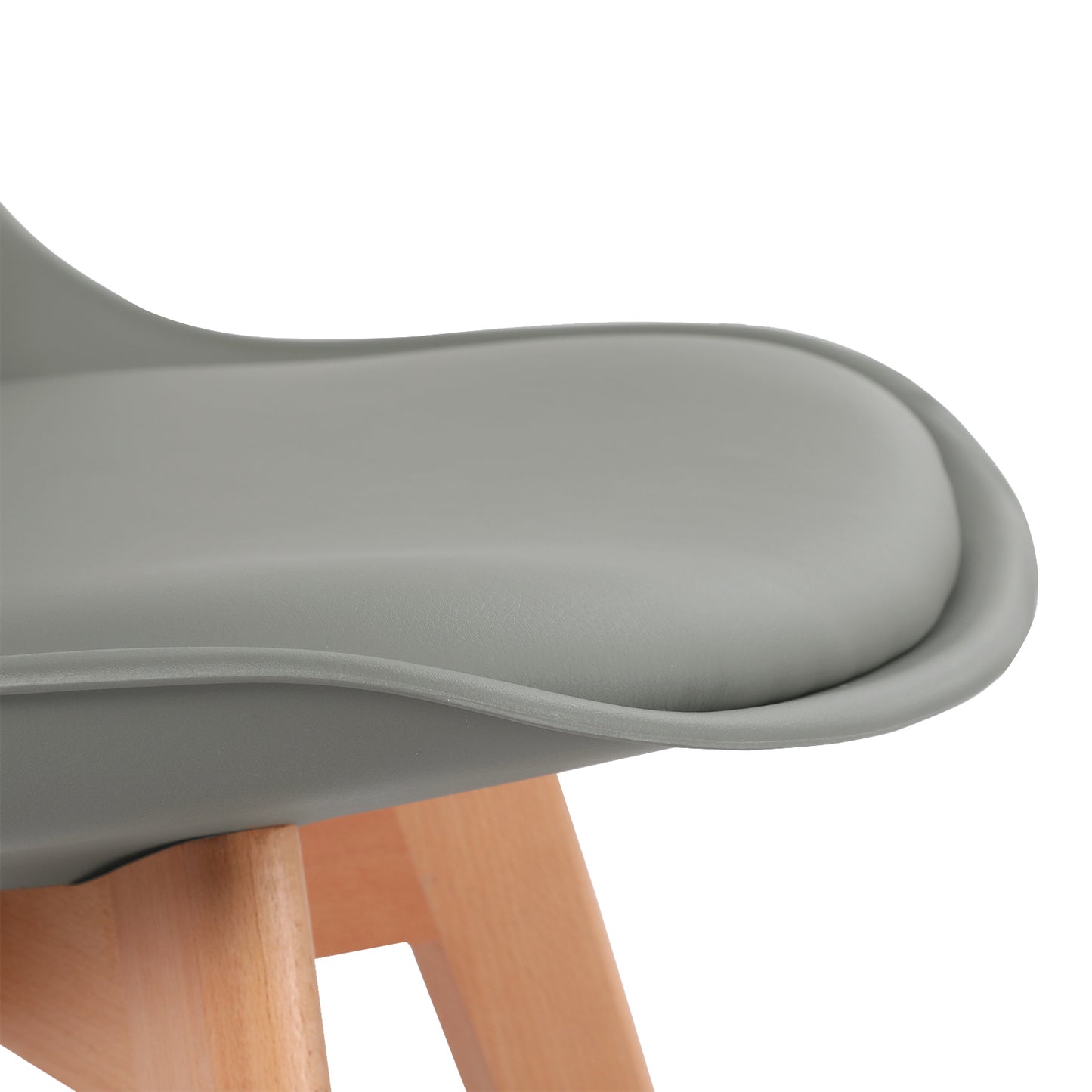 Lot de 4 Chaises design contemporain nordique scandinave -Tulipe Chaises- pieds en bois de hêtre massif - Gris