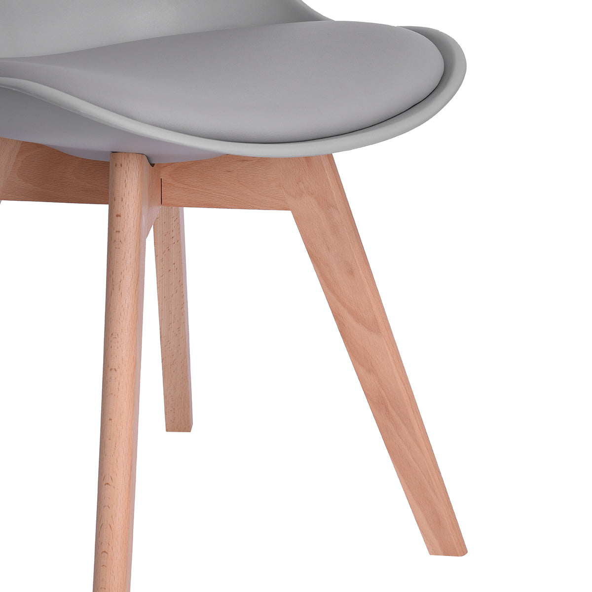 Lot de 4 Chaises design contemporain nordique scandinave -Tulipe Chaises- pieds en bois de hêtre massif - Gris