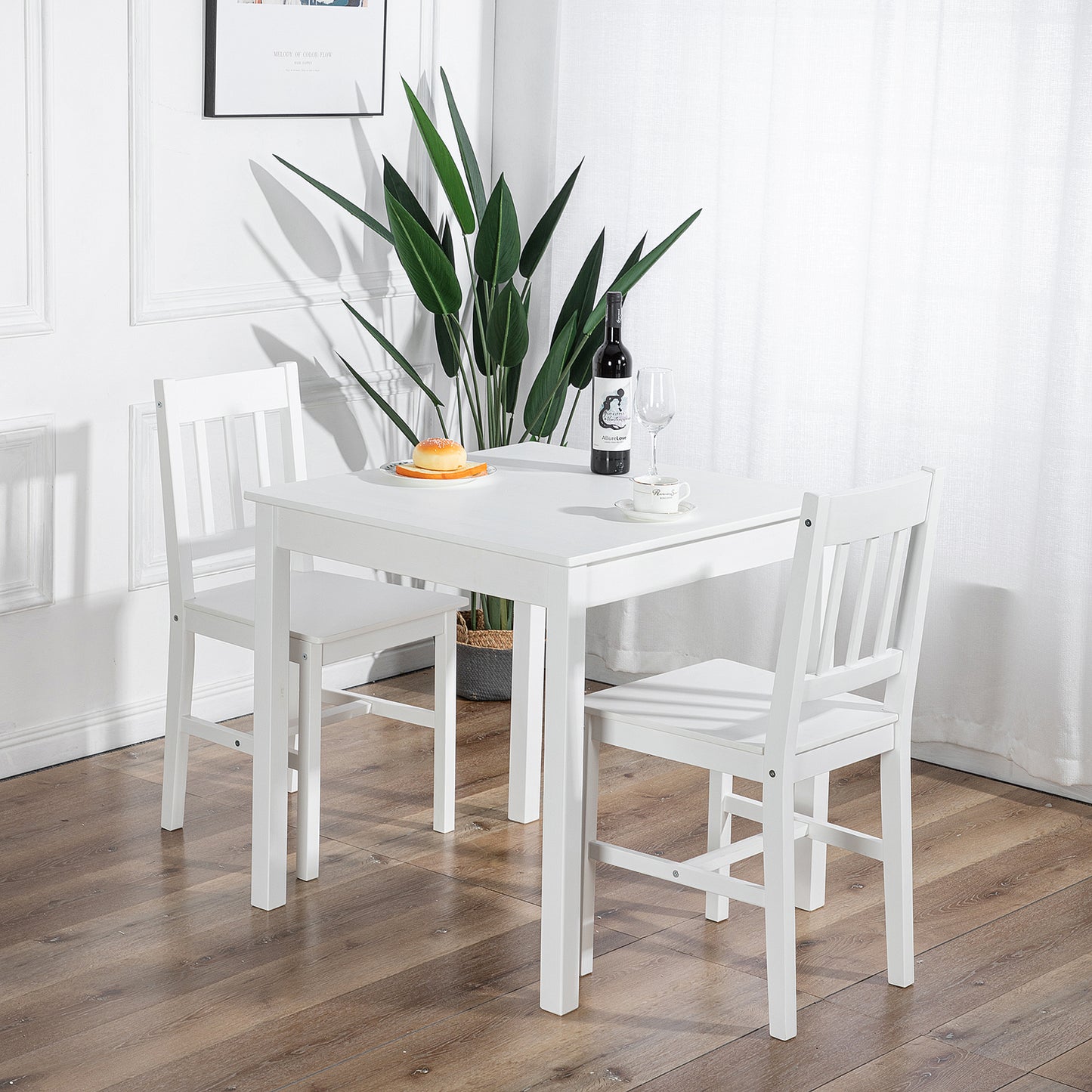 Ensemble de Table et 2 chaises pour Salle à Manger Table Cuisine Blanc