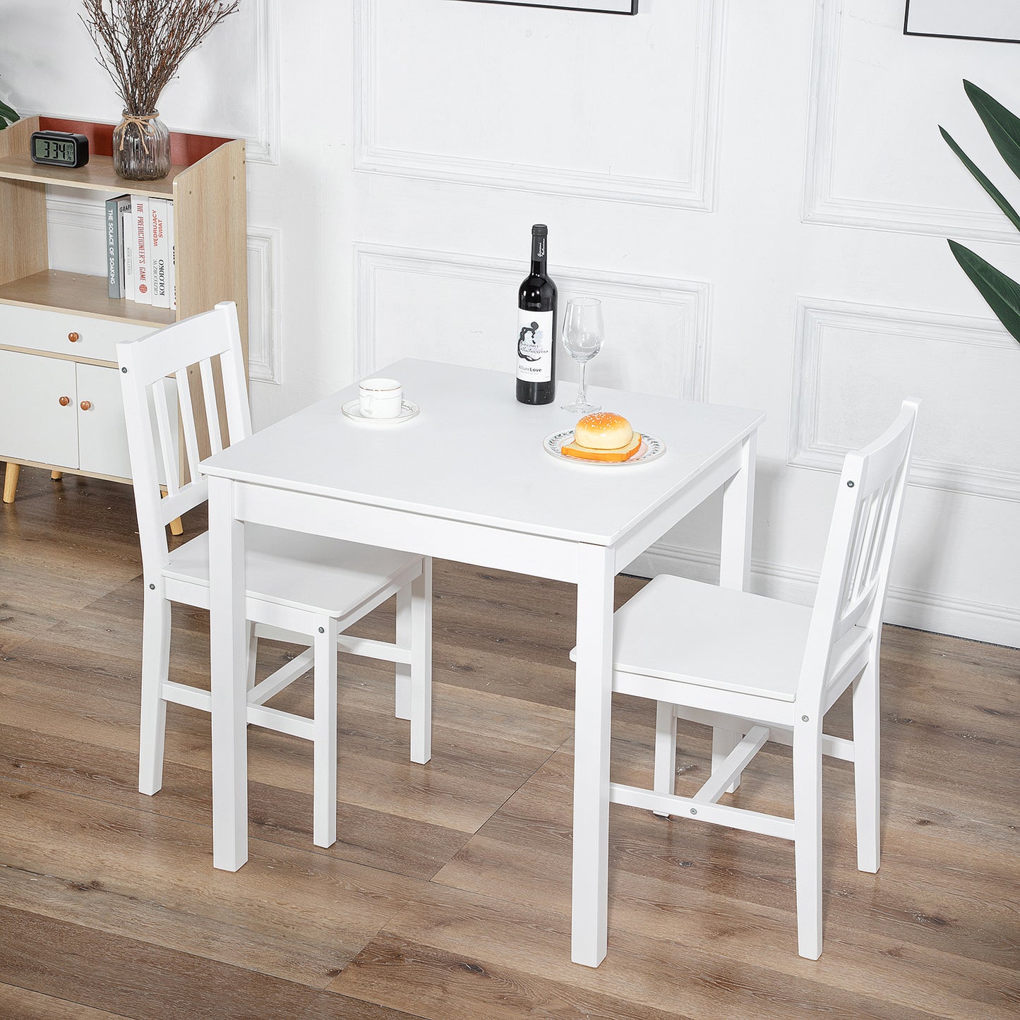 Ensemble de Table et 2 chaises pour Salle à Manger Table Cuisine Blanc