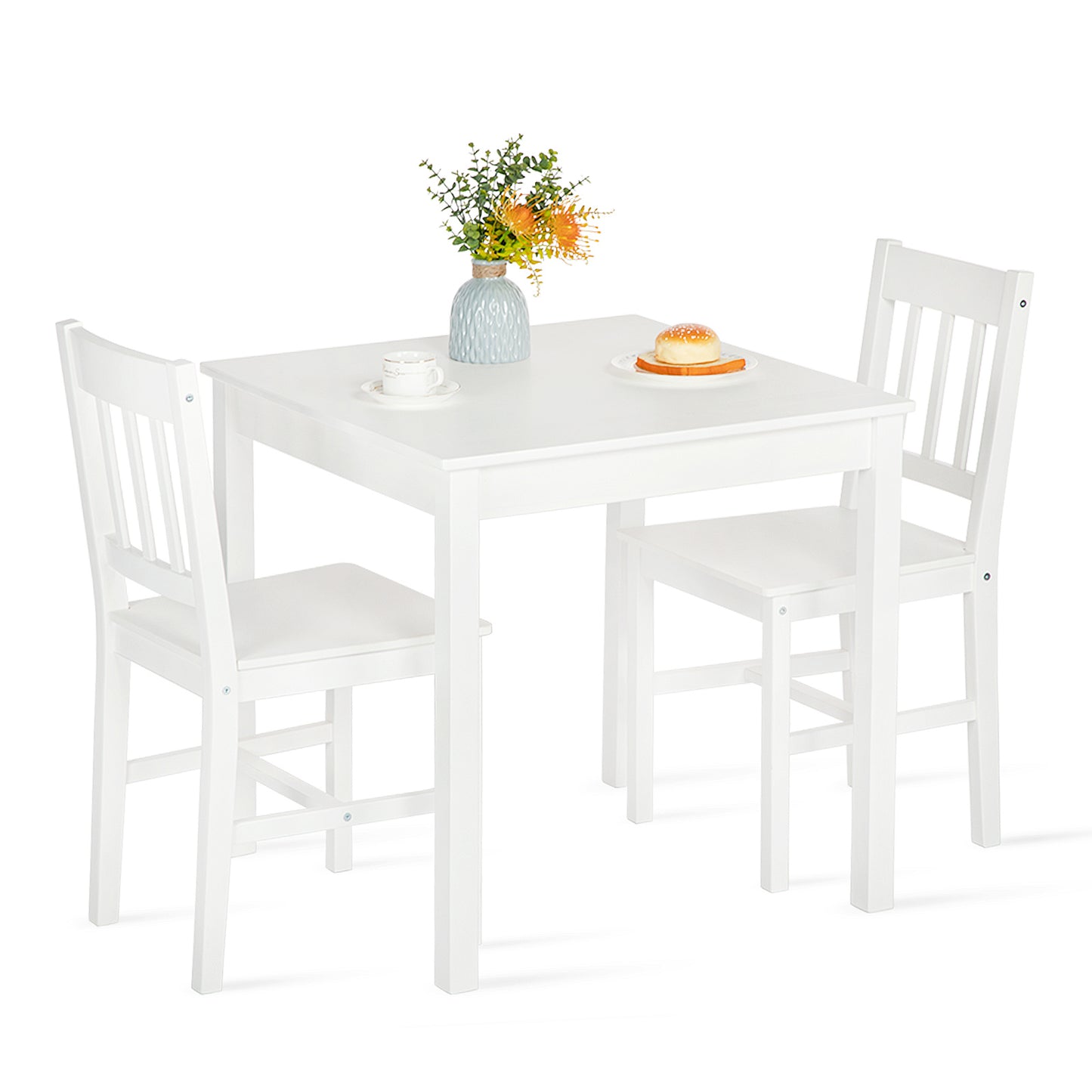 Ensemble de Table et 2 chaises pour Salle à Manger Table Cuisine Blanc